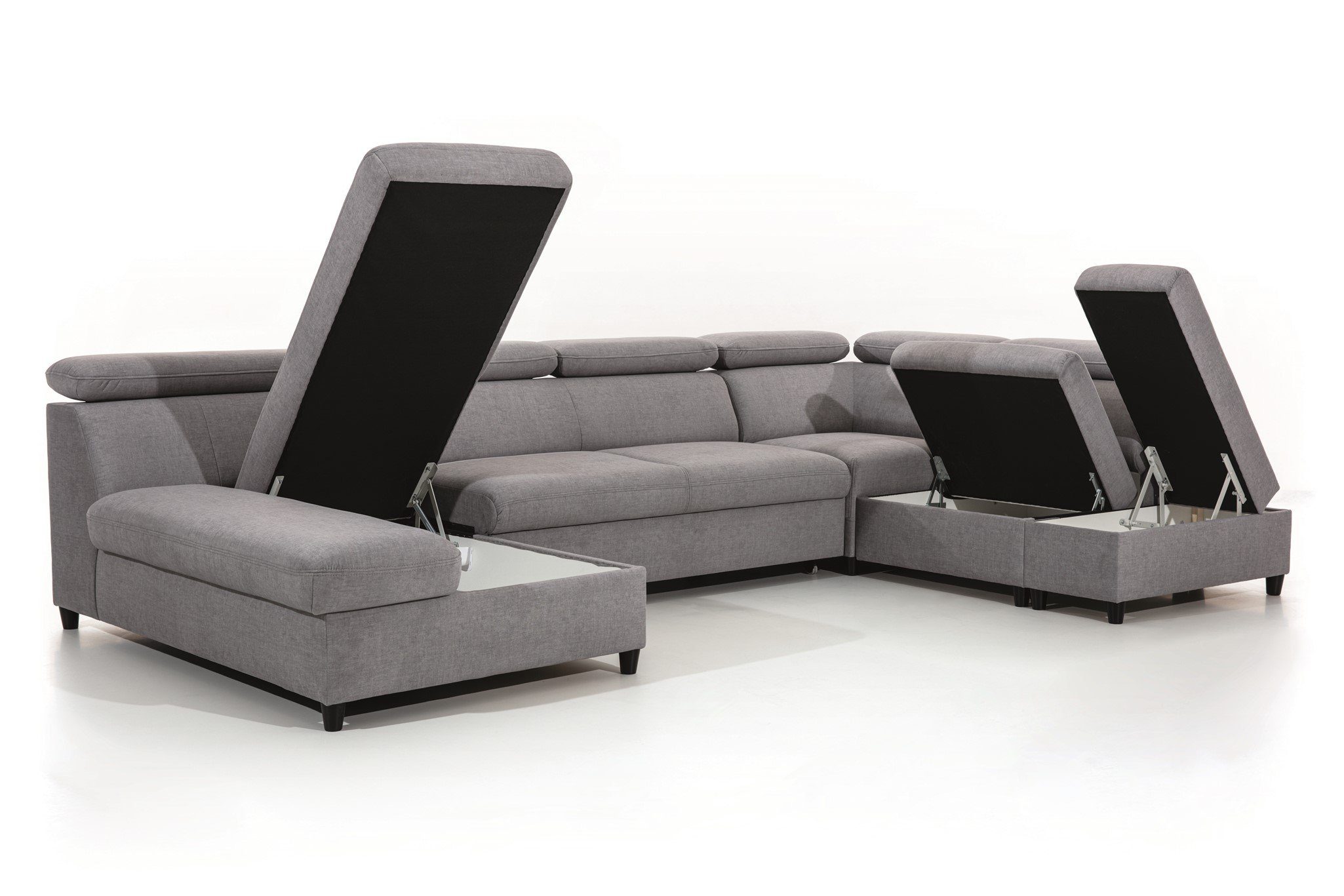 Schlafsofa Fun Wohnlandschaft Stoff Inkl. Rundumbezug Schlaffunktion, Dunkelgrün x in Möbel 3 Bettkasten Esito, und Sofa ANTON