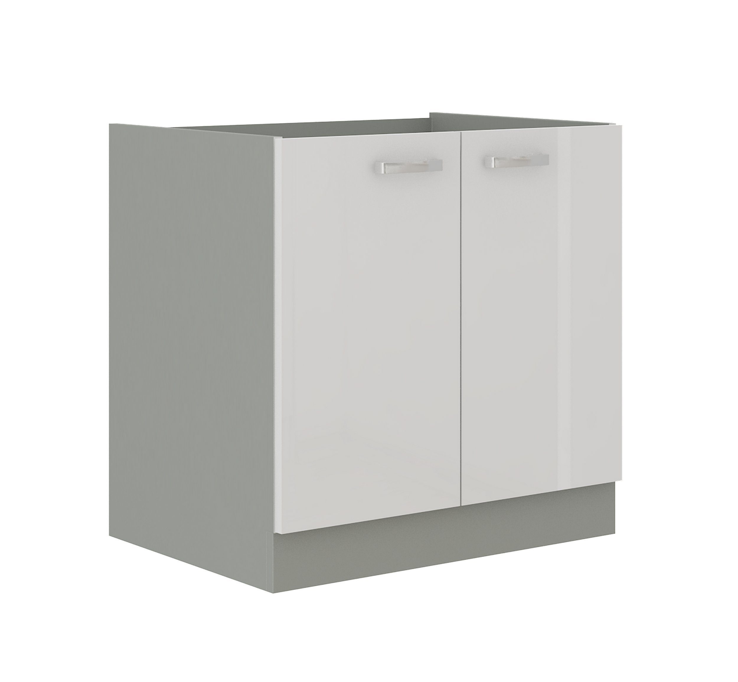 Weiß 80 cm Grau Küchenblock Küchenzeile Bianca Hochglanz Küchen-Preisbombe + Küche Spülenunterschrank