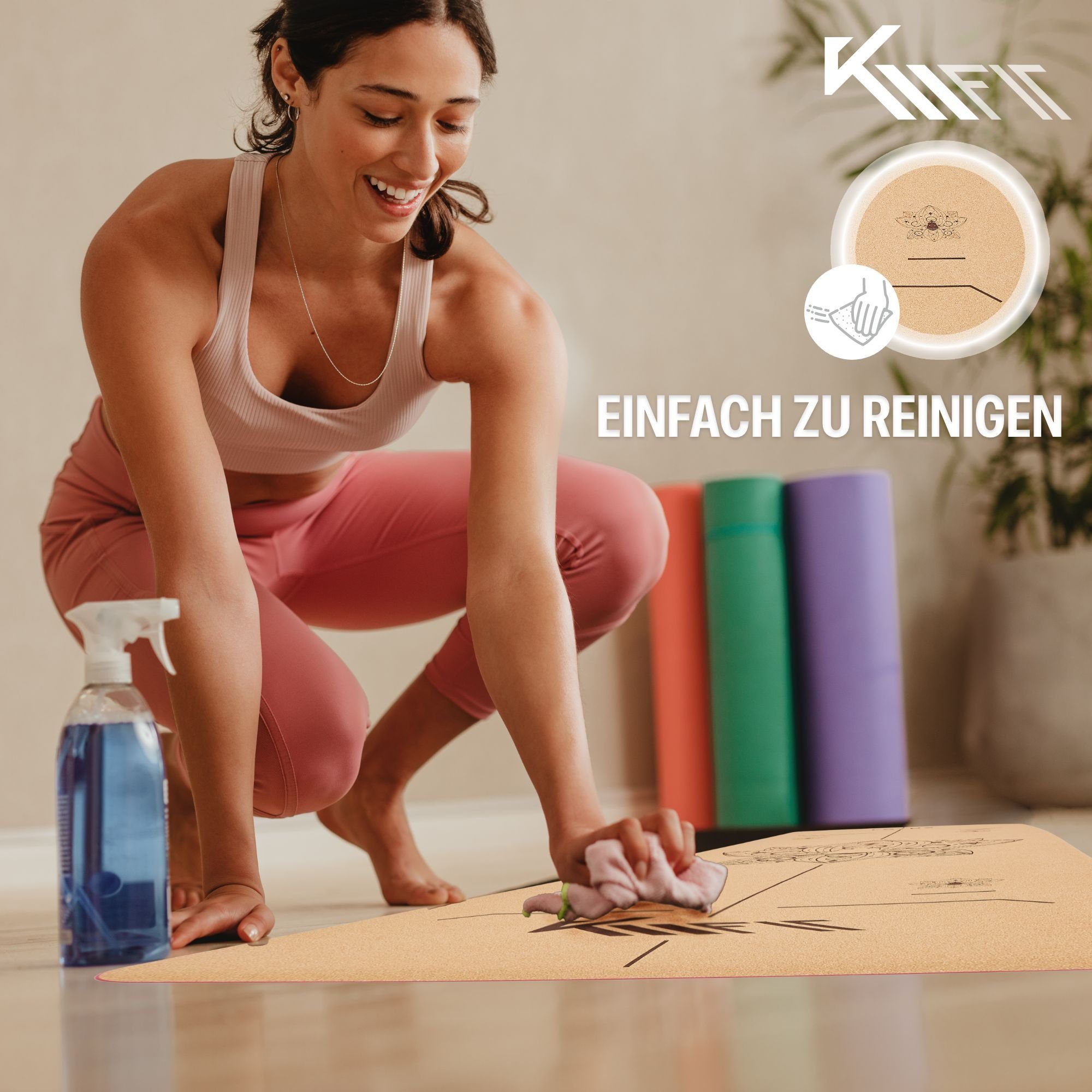 KM - Fit Yogamatte Gymnastikmatte Fitnessmatte Pilates Sportmatte Bodenmatte mit Tasche (Set)