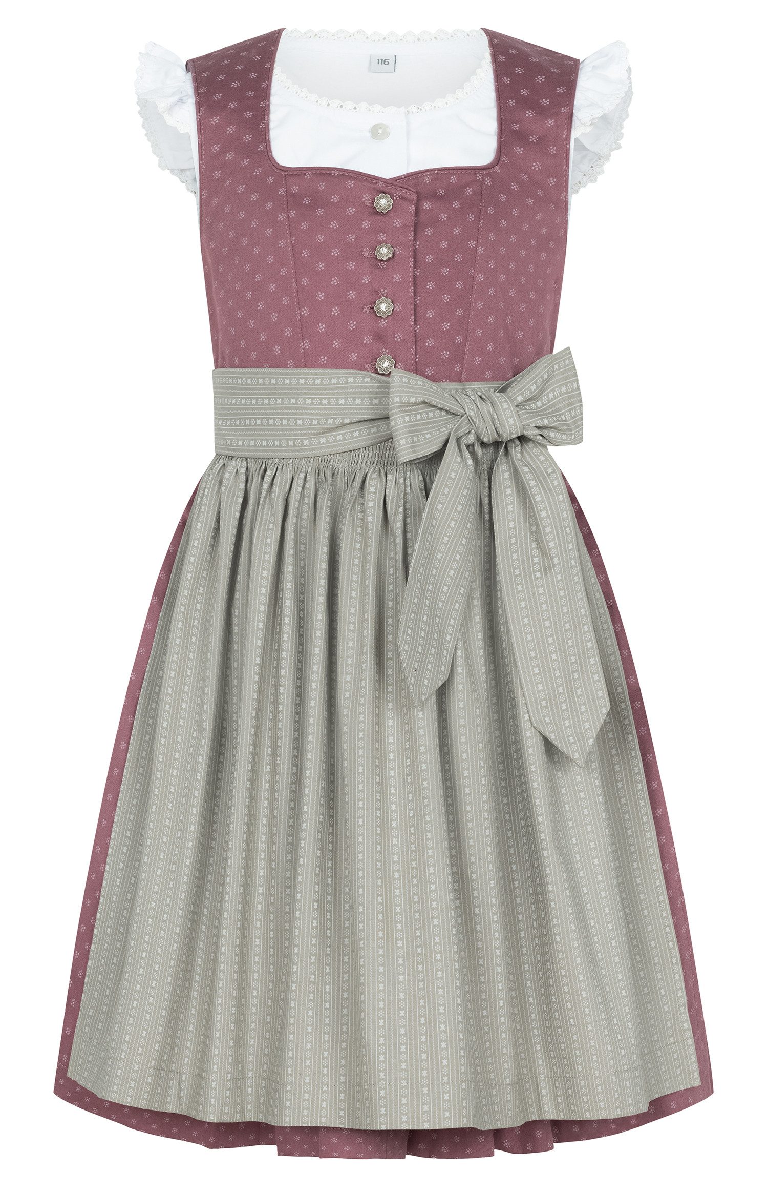 Nübler Dirndl Kinderdirndl Fabia in Altrosa-Stein von Nübler - Rocklänge knielang