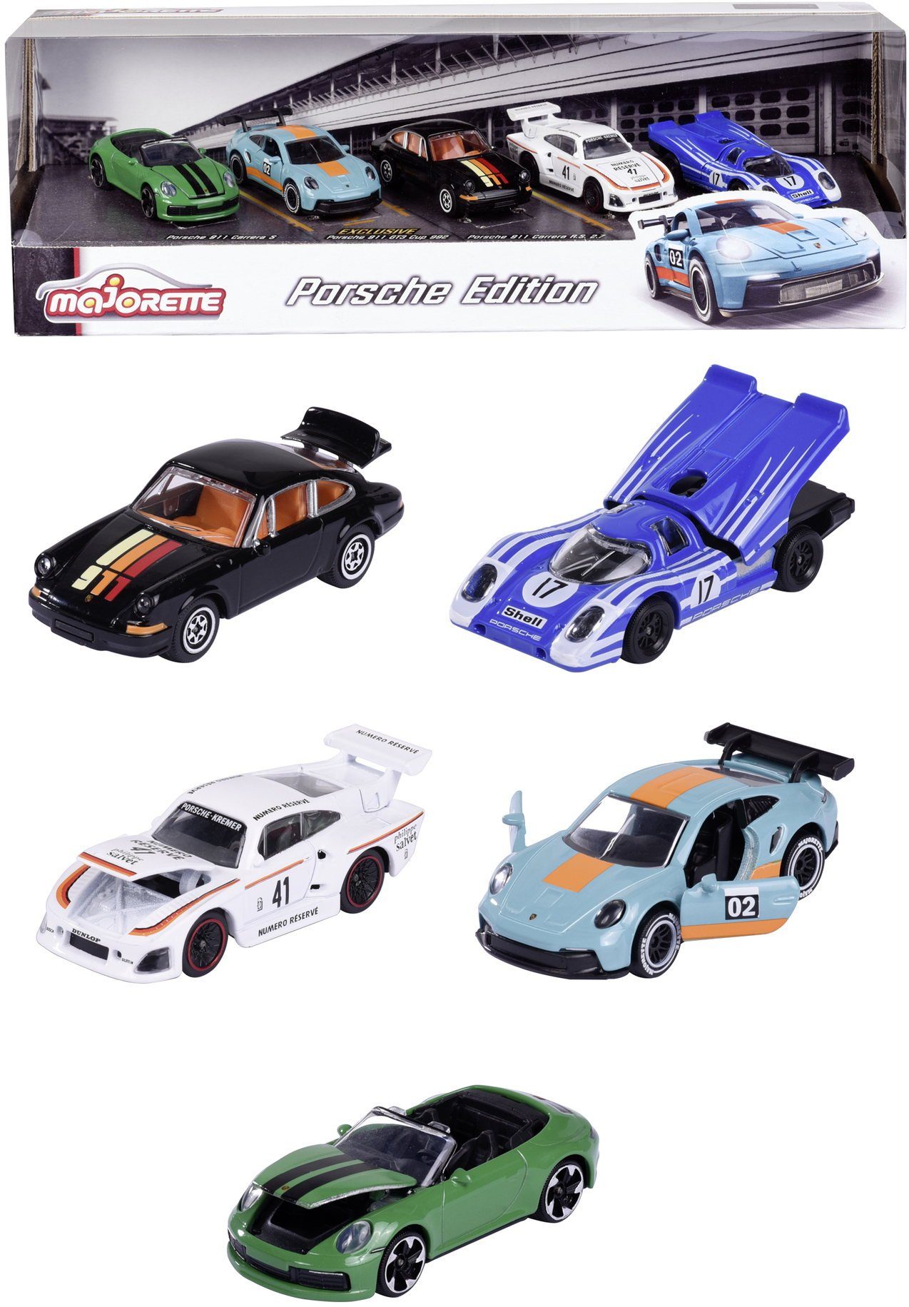 majORETTE Spielzeug-Auto Spielzeugauto Porsche Edition 5er Pack Giftpack 212053172
