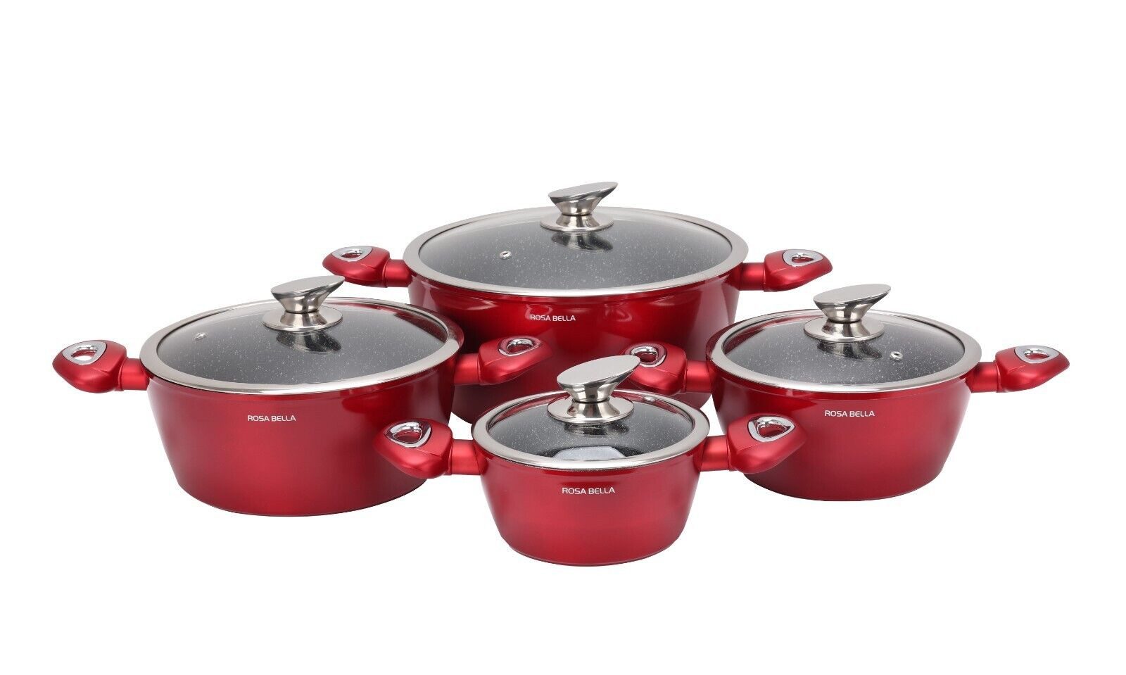 Edenberg Topf-Set Wunderschönes Topfset in 4 Farben, Suppentopf, Spargeltopf, Eiertopf, Aluminiumguss, Keramik, Edelstahl (Verleihen Sie Ihrer Küche Stil und Funktionalität – mit dem Rosa Bella Topfset von Edenberg kochen Sie nicht nur gesünder, sondern auch mit echtem Genuss und farbenfroher Eleganz!, 8-tlg., Zeitloses Design des Topfsets. Eine ideale Geschenkidee! Hochwertig)