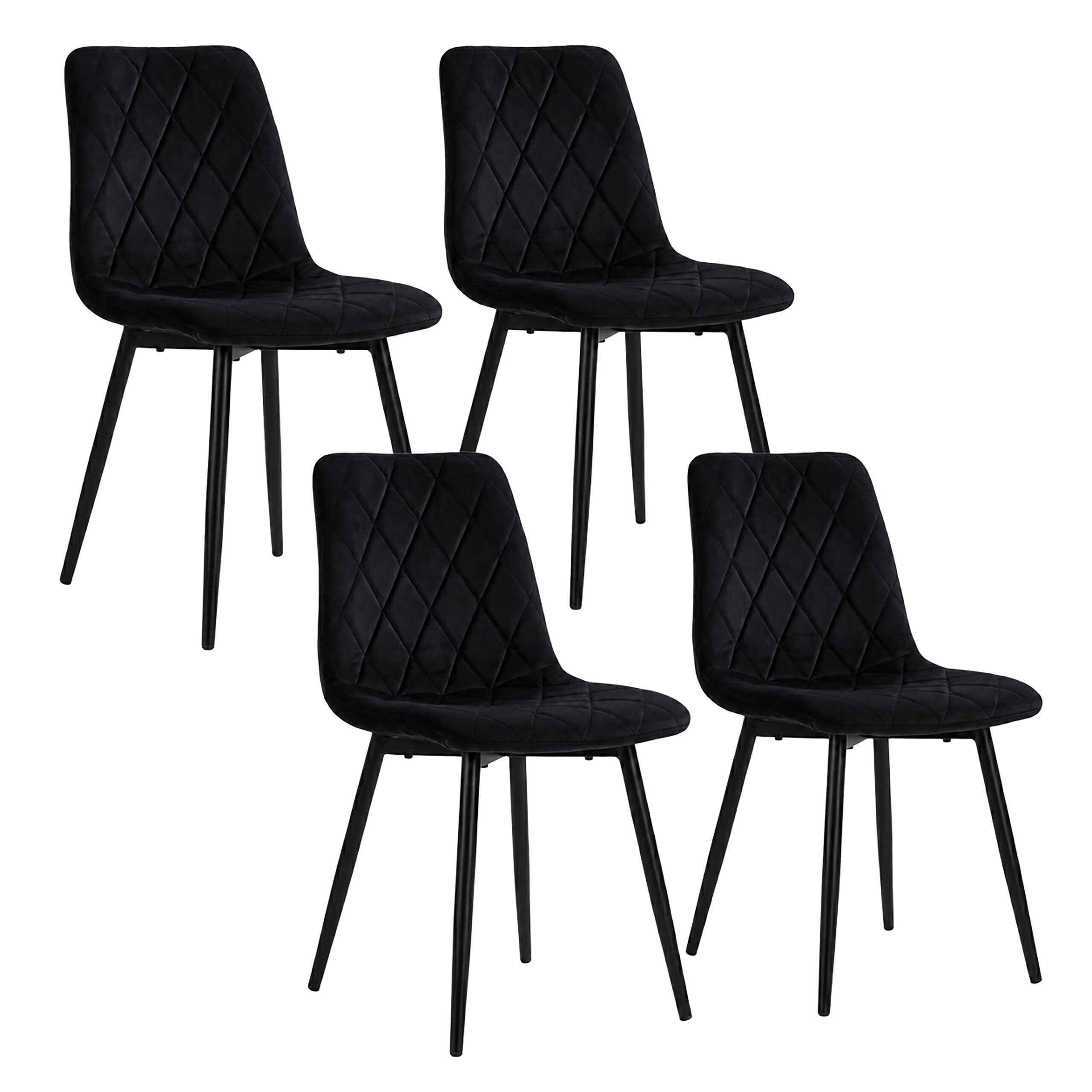 relaxdays Esszimmerstuhl Samt Esszimmerstuhl Set (4 St), schwarz, 4er-Pack