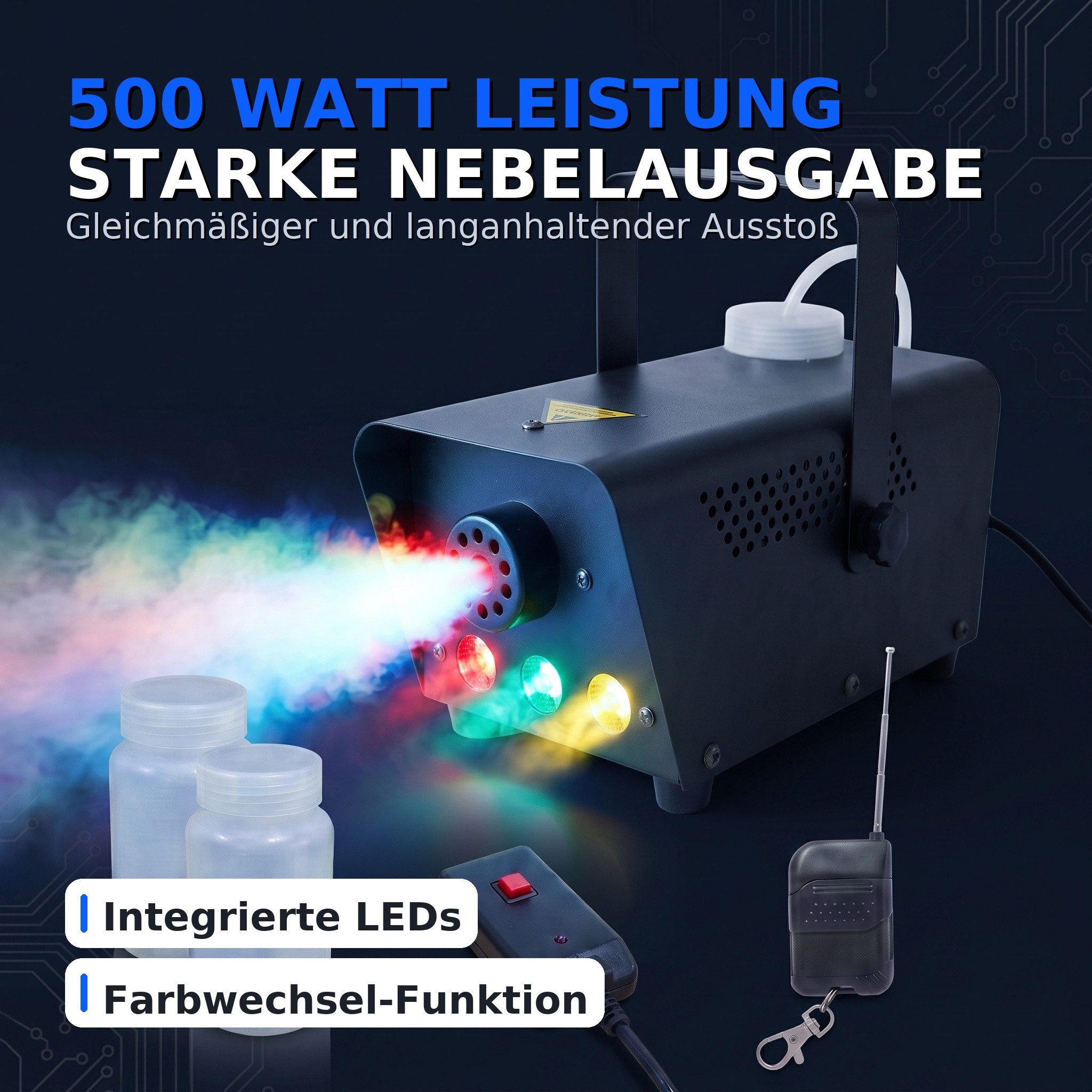 Northpoint LED Discolicht Nebelmaschine mit Fernbedienung & Farbwechsel - inkl. Flüssigkeit – Bild 3 von 5