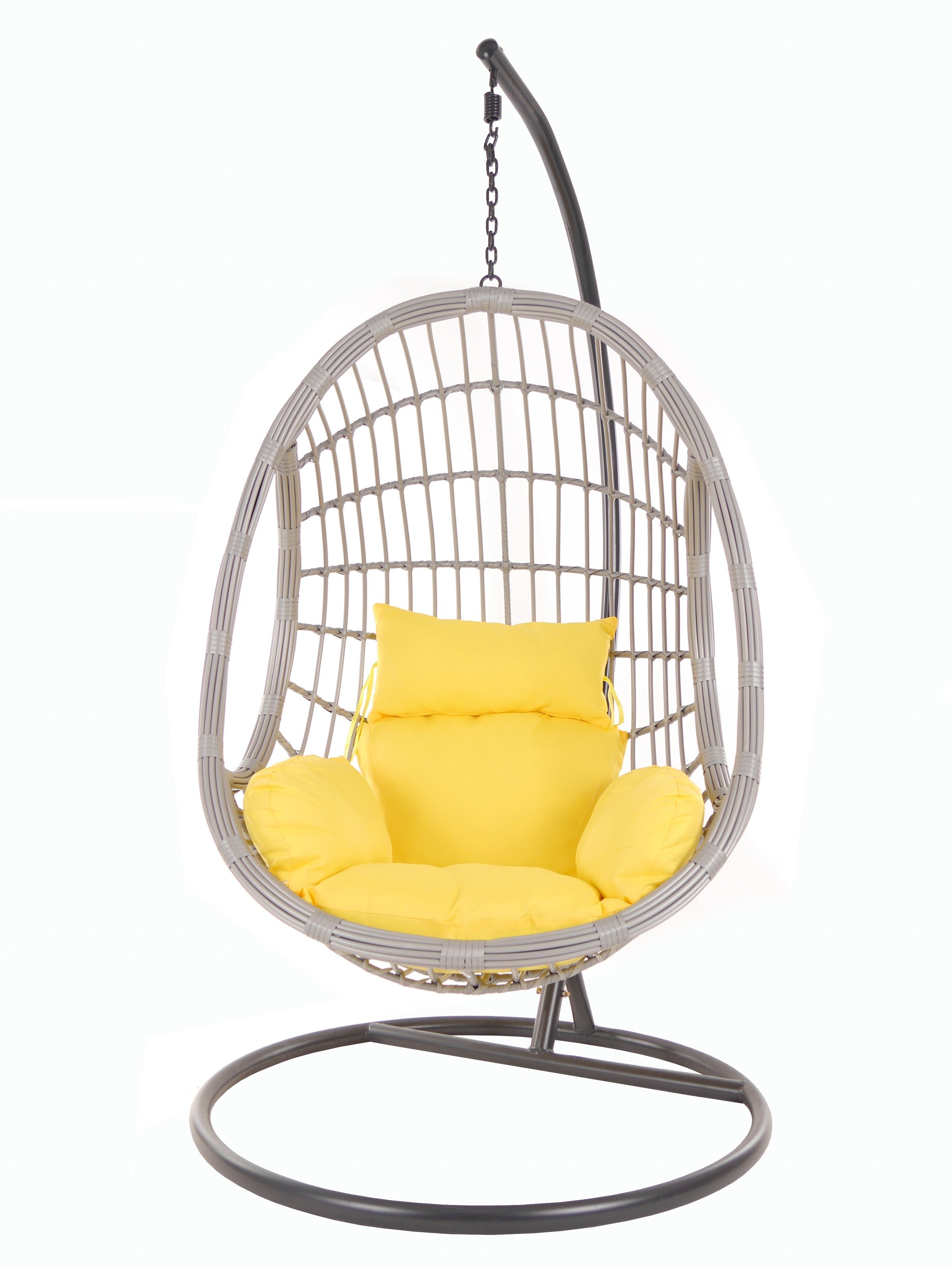 PALMANOVA Hängesessel Swing gelb KIDEO Chair, lightgrey, Kissen, Gestell Schwebesessel (2200 Loungemöbel mit und pineapple)