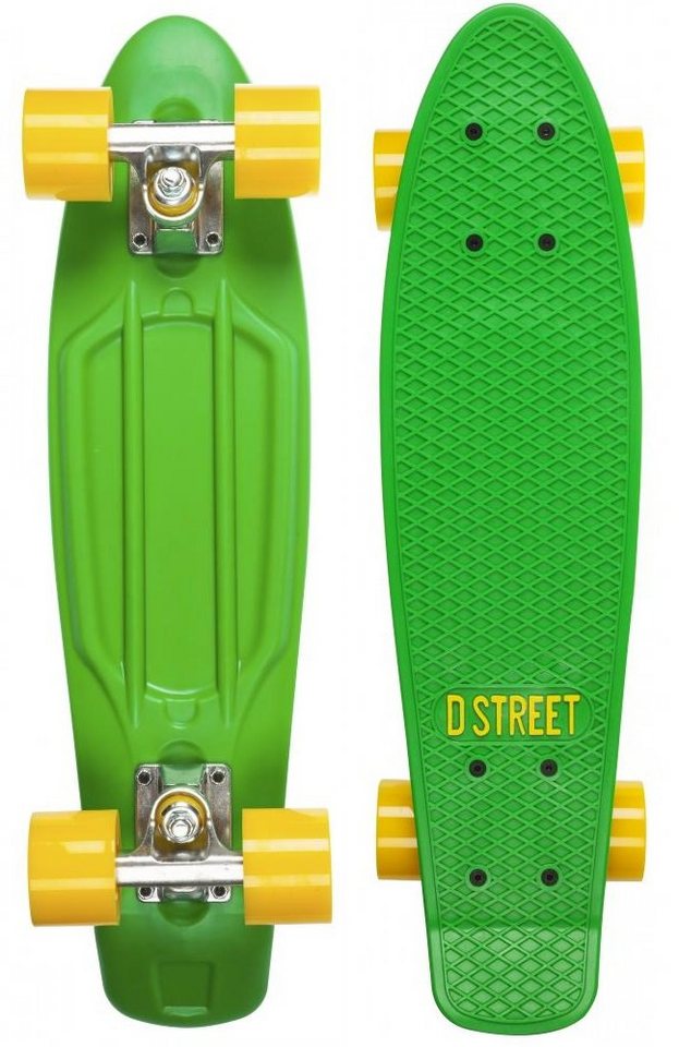 Thumbnail - D Street Miniskateboard D Street Polyprop Mini Cruiser Kinder Retro Skateboard 57cm Grün/Gelb
