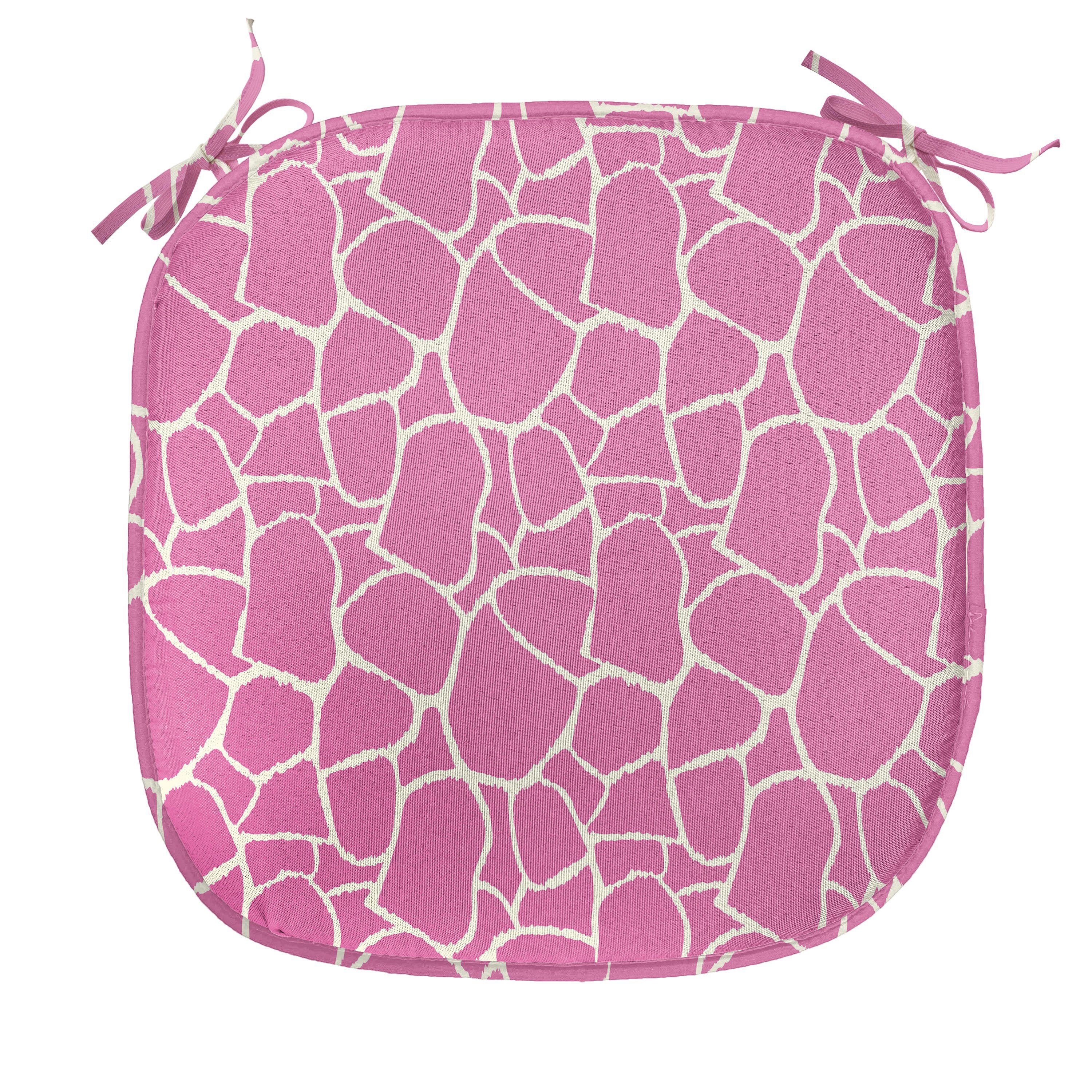 Abakuhaus Stuhlkissen Dekoratives wasserfestes Kissen mit Riemen für Küchensitze, Hot Pink Zusammenfassung Giraffe Haut