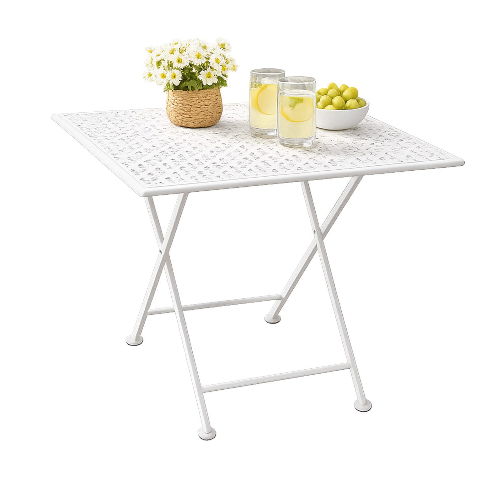 HTI-Living Garten-Essgruppe Tischgruppe Solea Weiß, (Set, 3-tlg., 1 Gartentisch, 2 Gartenstühle)