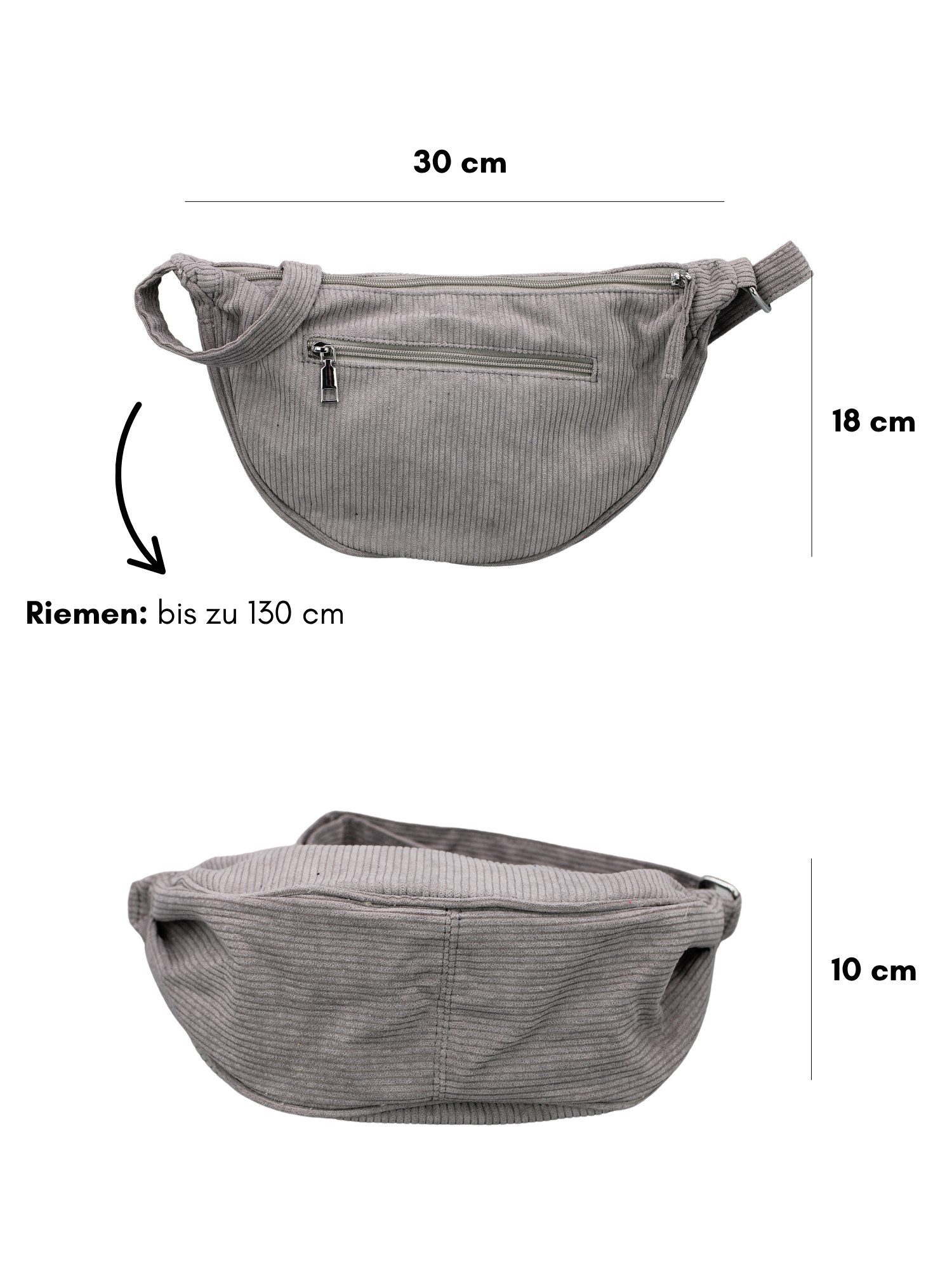 Adel Bags Schultertasche Kadi Cord Schultertasche – Weiche Banana Bag mit Reißverschluss