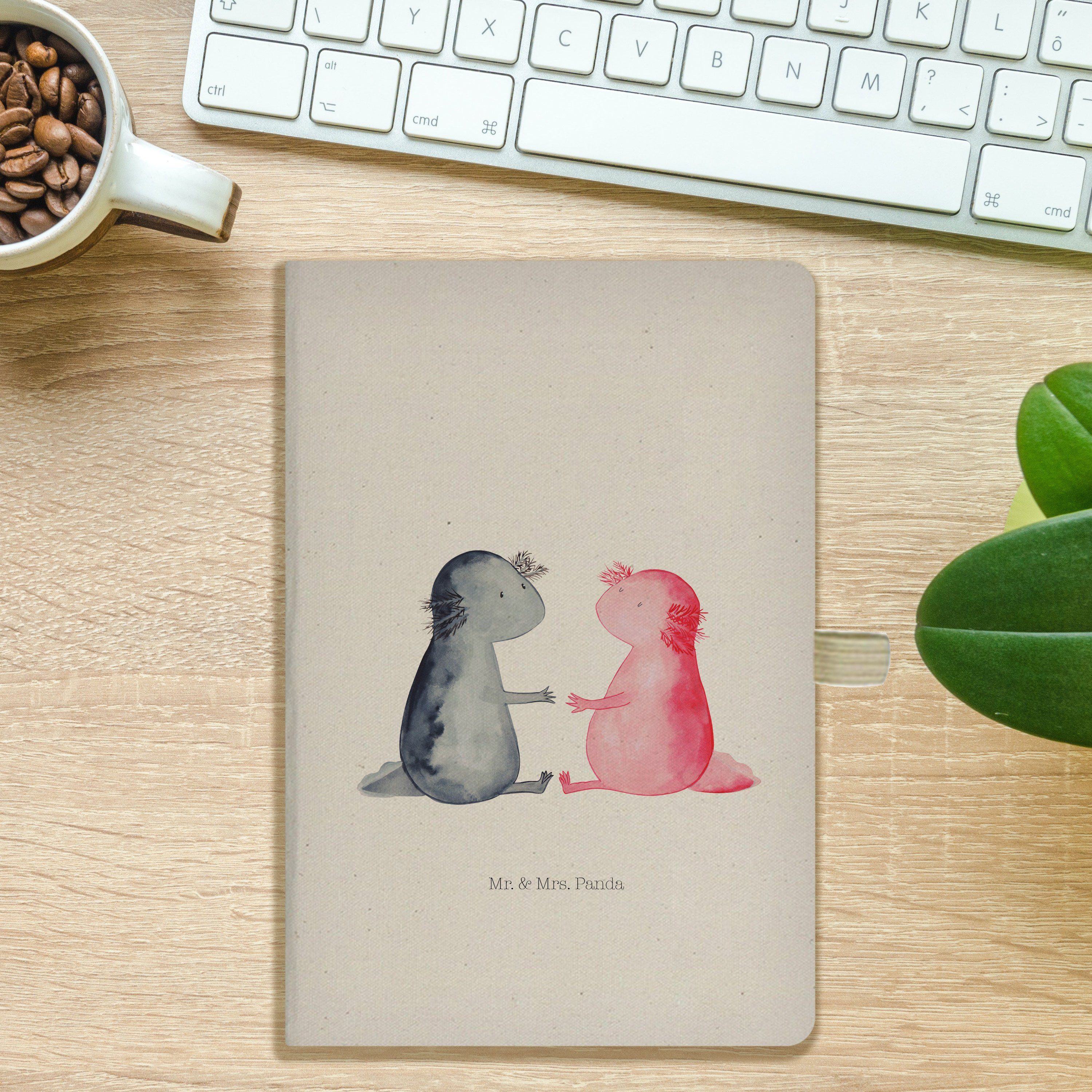 Geschenk, Panda & Transparent Mrs. Mr. Axolotl Mrs. Mr. Panda Notizbuch Schreibbuch, - No - & Liebe Eintragebuch,