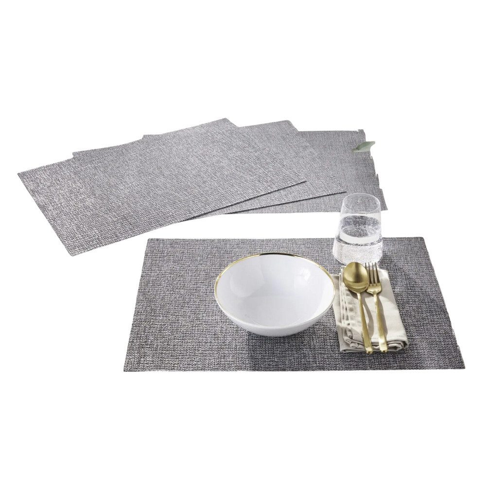 Home-trends24.de Platzset Platzmatte grau Tisch Set Deko Küche Esszimmer 4er-Set, (4-St), abwaschbar
