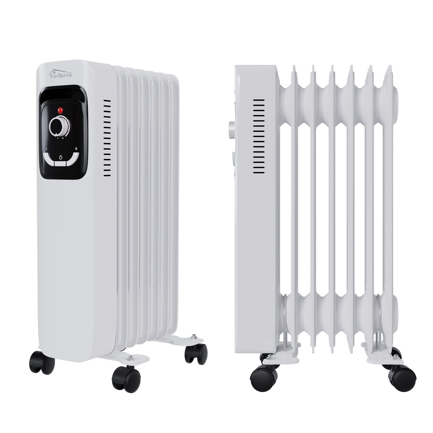 TroniTechnik Heizgerät Ölradiator in weiß, mobile Elektroheizung 7 Rippen, 1500Watt, 1500 W, energiesparend, Elektroheizung, 1500 Watt, 3 Stufen