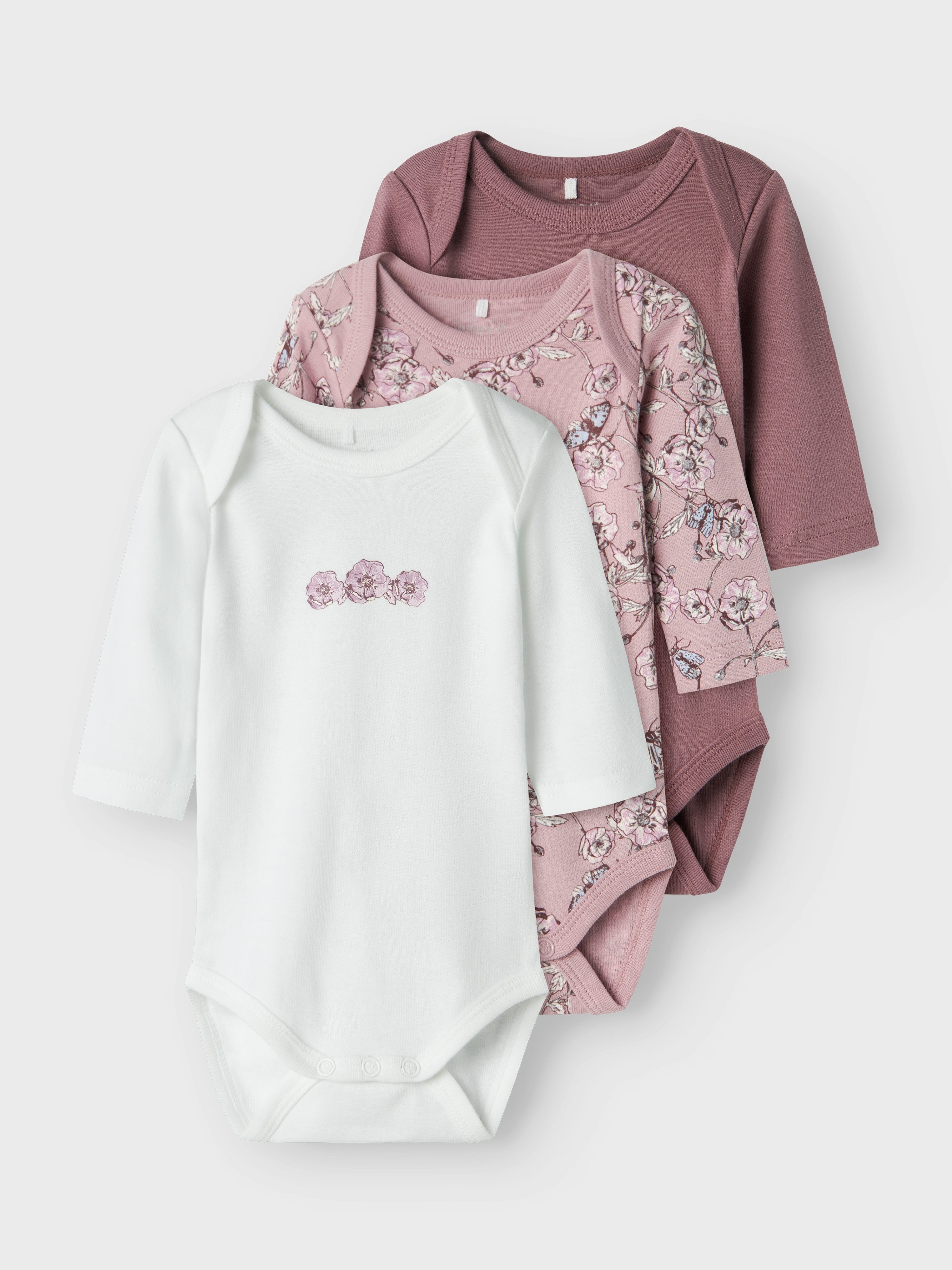 Langarmbody NBFBODY 3P LS GRAPE FLOWER NOOS