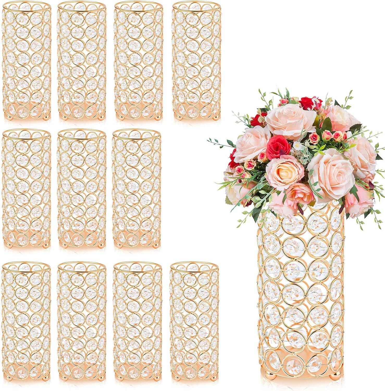 GarveeMore Kandelaber zylindrischer Kristallvasen/Kerzenhalter Tischdekoration für Hochzeit (8 St)