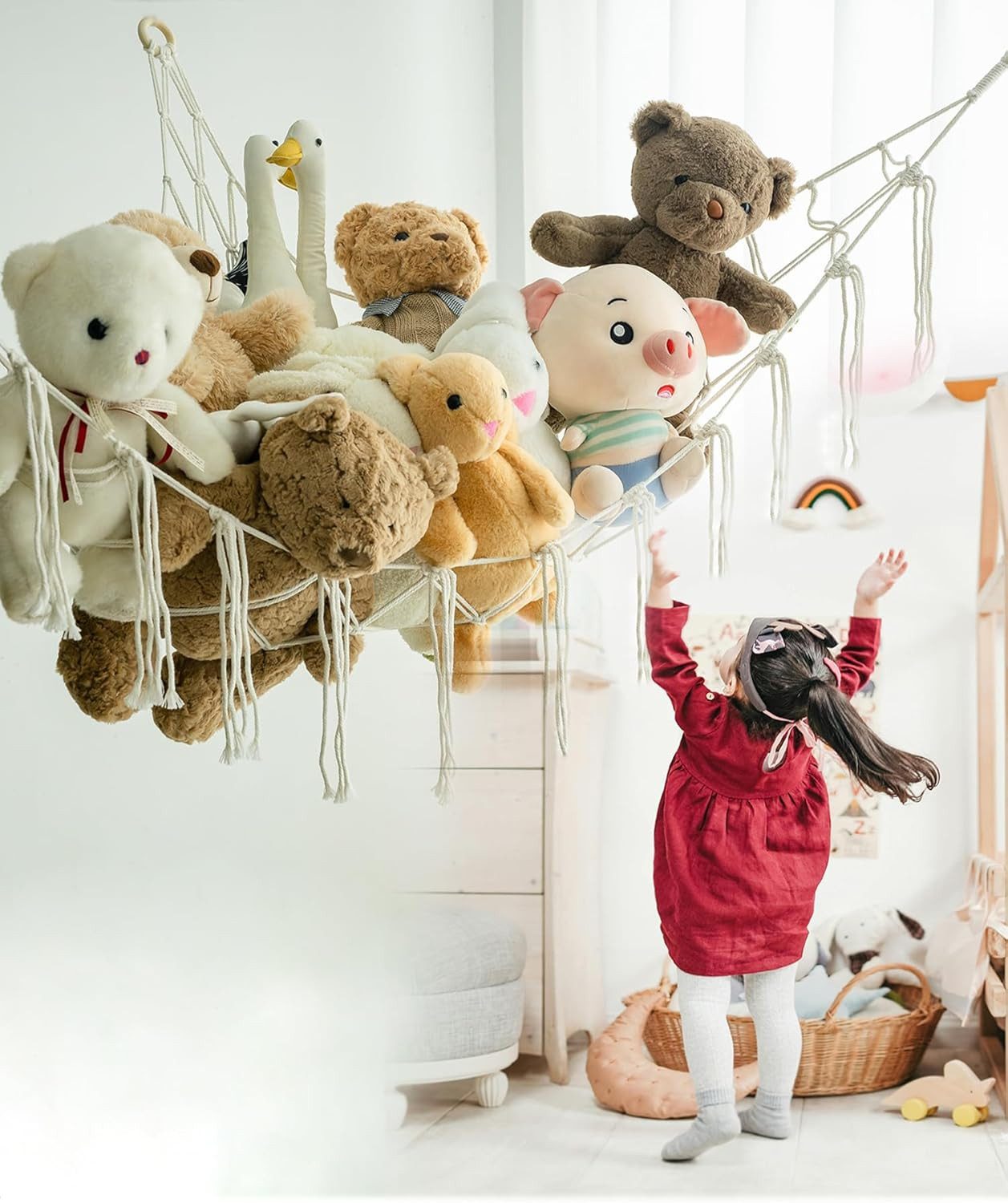 LIANNA Hängekorb Boho Makramee Hängematte für Kuscheltiere, Spielzeugaufbewahrung (Set, 1 St., Boho Makramee Hängematte für Kuscheltiere, Spielzeugaufbewahrung)