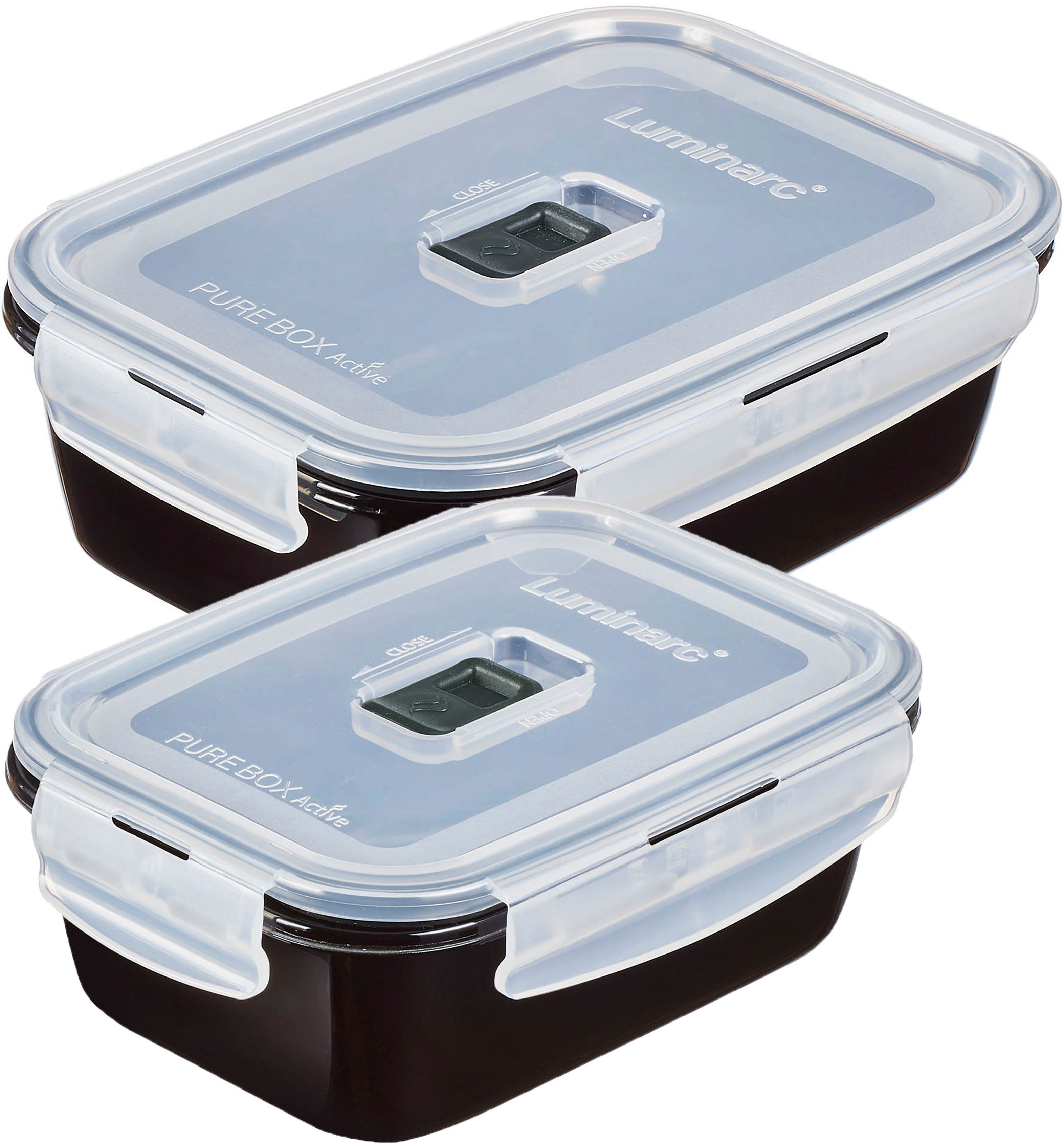 und Luft- Luminarc wasserdicht/Clip Box, Close Glas, & cl 2-tlg), (Set, Frischhaltedose Verschluss, Black 82/122