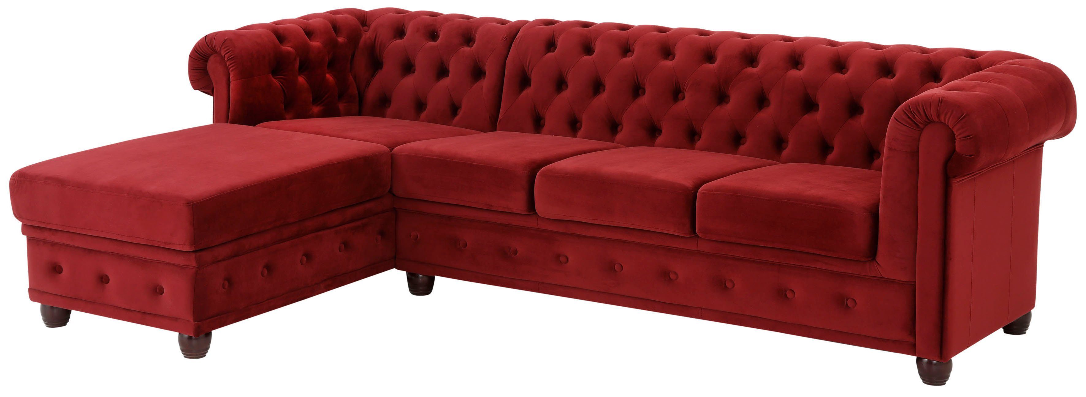 Home affaire Chesterfield-Sofa New Castle L-Form, hochwertige Knopfheftung in Chesterfield-Design, B/T/H: 255(171/72)
