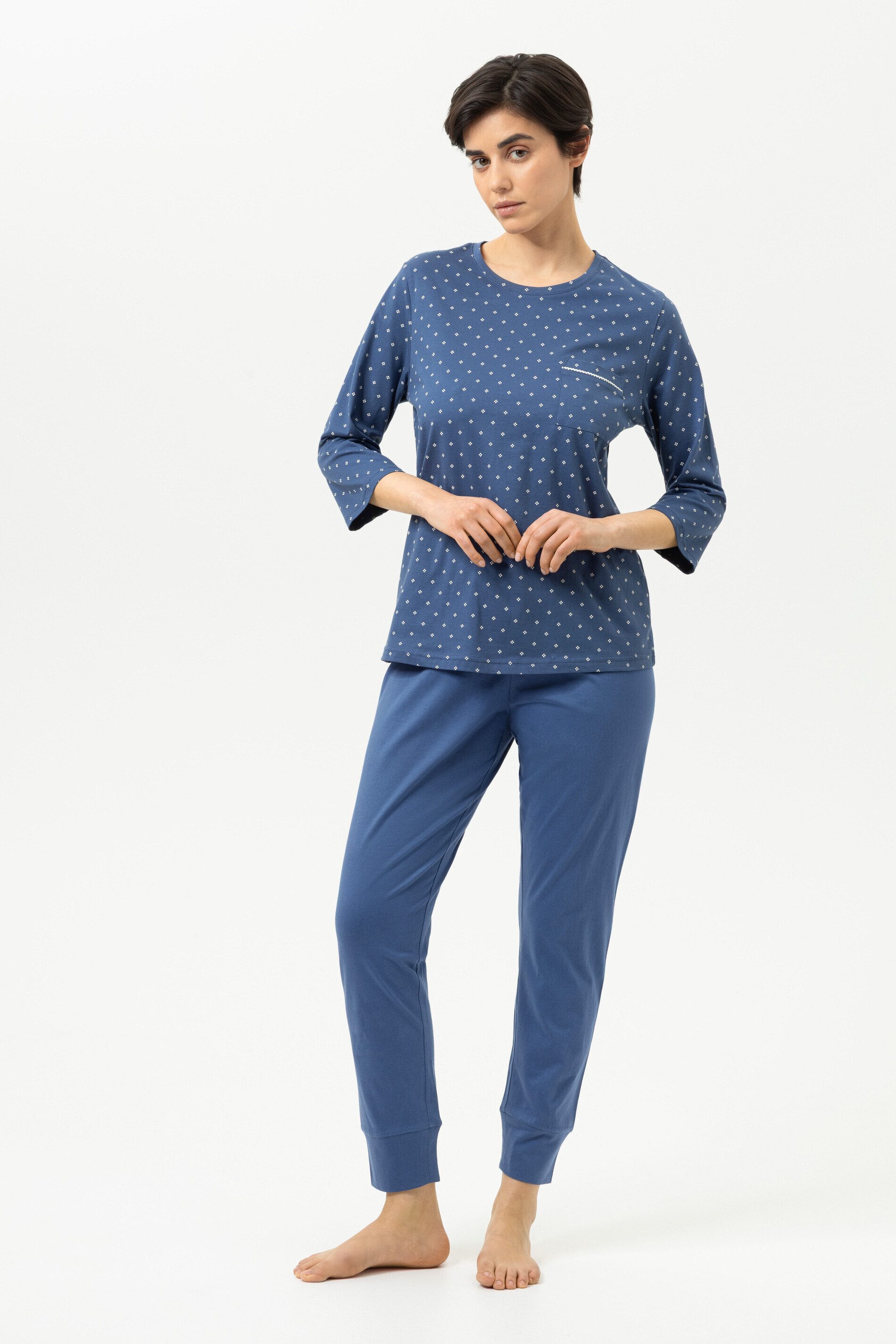 Mey Schlafanzug Mey Anzug 7/8 lang, 3/4 Arm Serie Polka Dreams (2 tlg) Reine Baumwolle, Jersey Qualität, purer Komfort