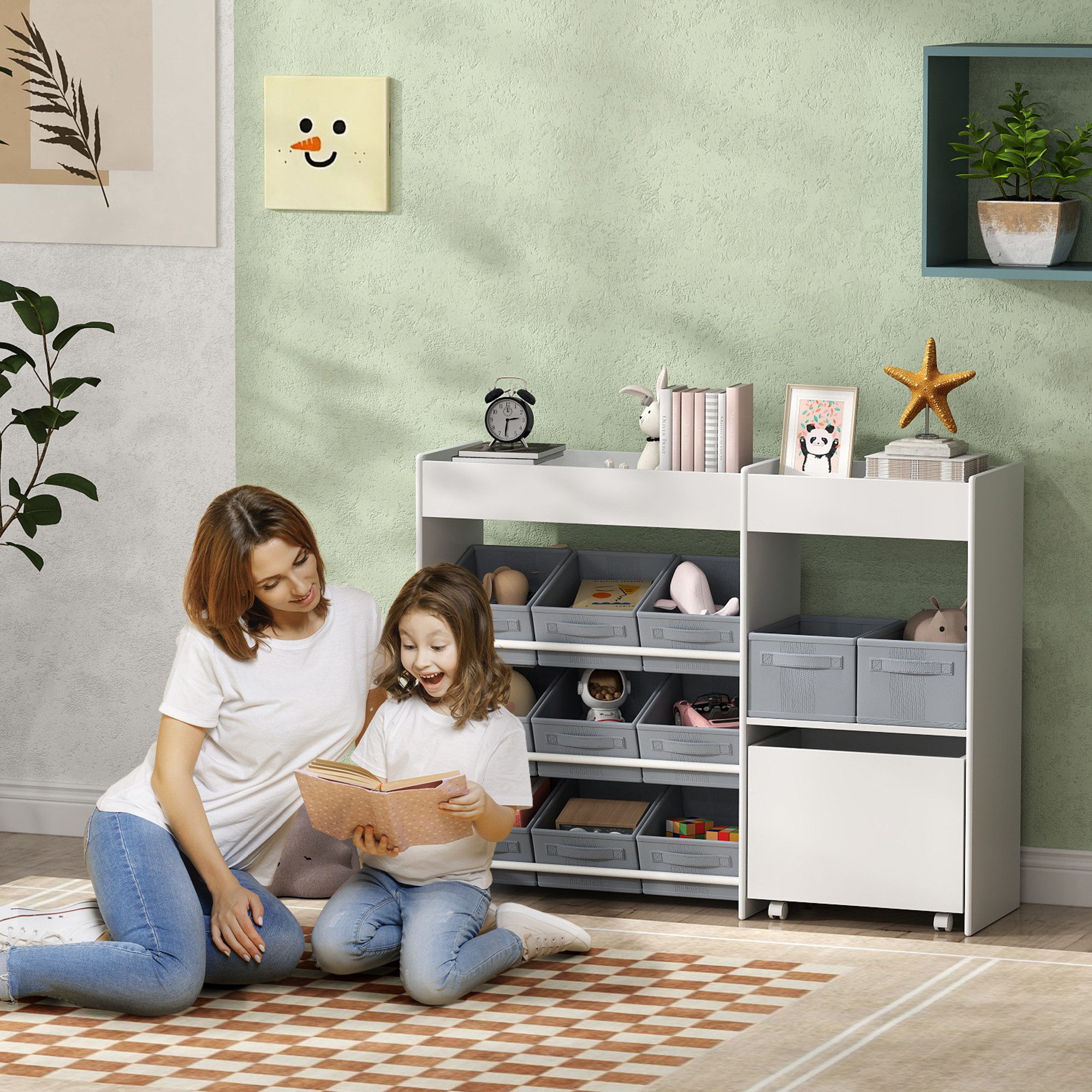 AIYAPLAY Spielzeugtruhe Spielzeugregal mit 11 Stoffboxen, günstig online kaufen