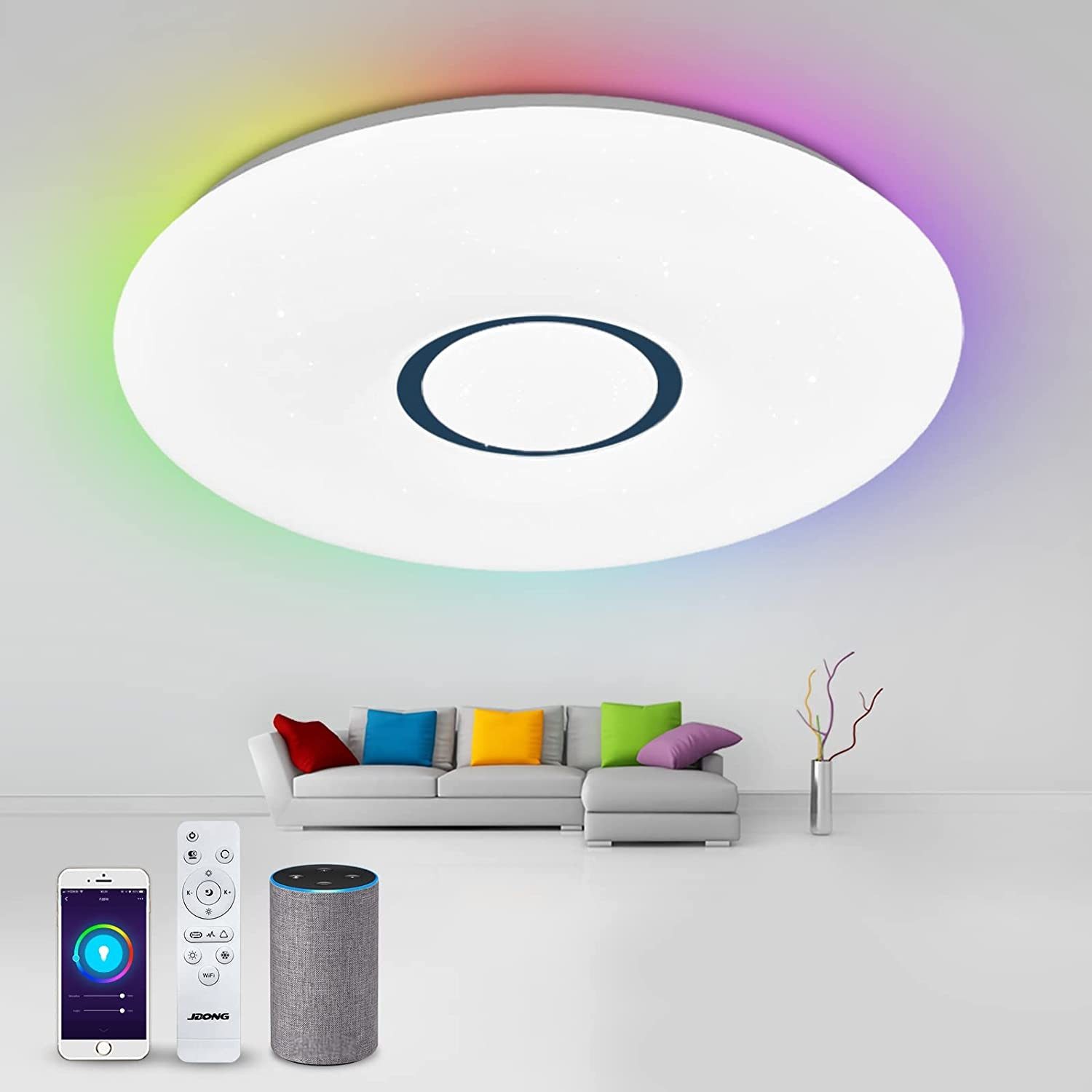 JDONG Deckenleuchte LED 40CM/50CM, RGB Deckenleuchte Rund 3000K-6500K, Led günstig online kaufen