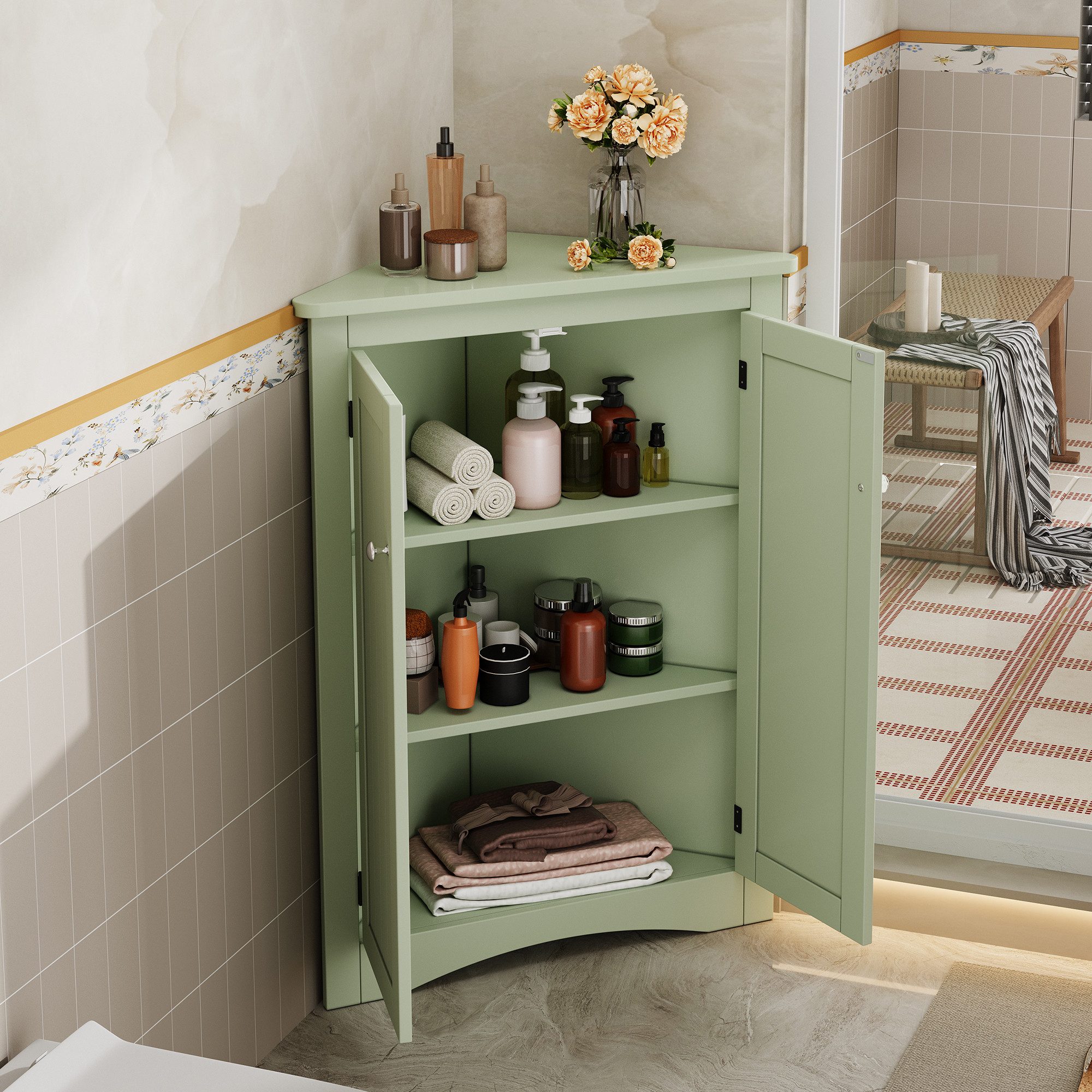 Flieks Eckschrank (1-St., B61,5xT34,5xH90 cm) Badkommode Mehrzweckschrank E günstig online kaufen