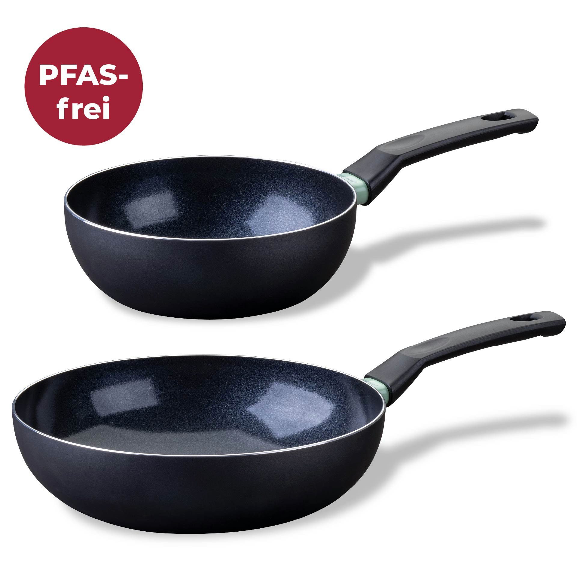 FACKELMANN Pfannen-Set Wokpfannen-Set, Aluminium-Wokpfannen, Keramikbeschichtete Wokpfannen