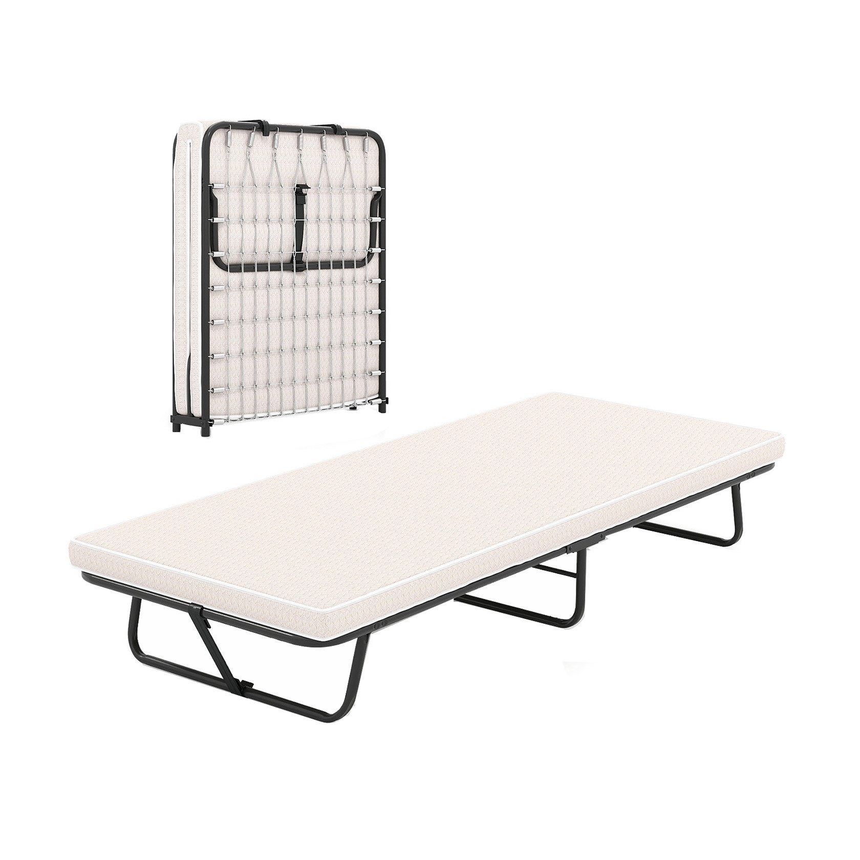 KOMFOTTEU Gästebett Einzelbett Klappbett mit Memory-Foam Matratze & Metallrahemen