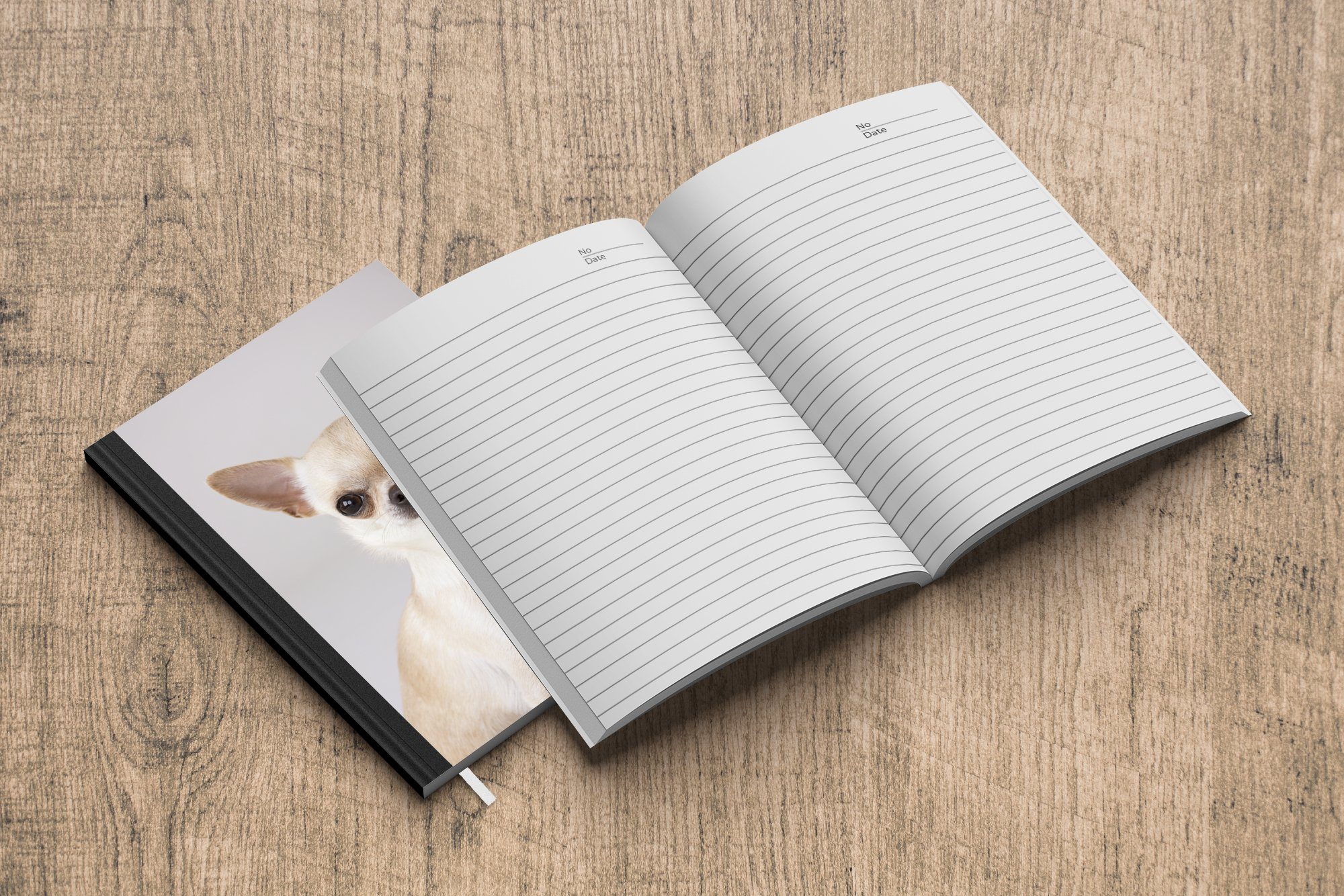 A5, Porträt eines weißen Notizbuch Tagebuch, Merkzettel, Seiten, Chihuahuas, Notizheft, Journal, kleinen MuchoWow 98 Haushaltsbuch