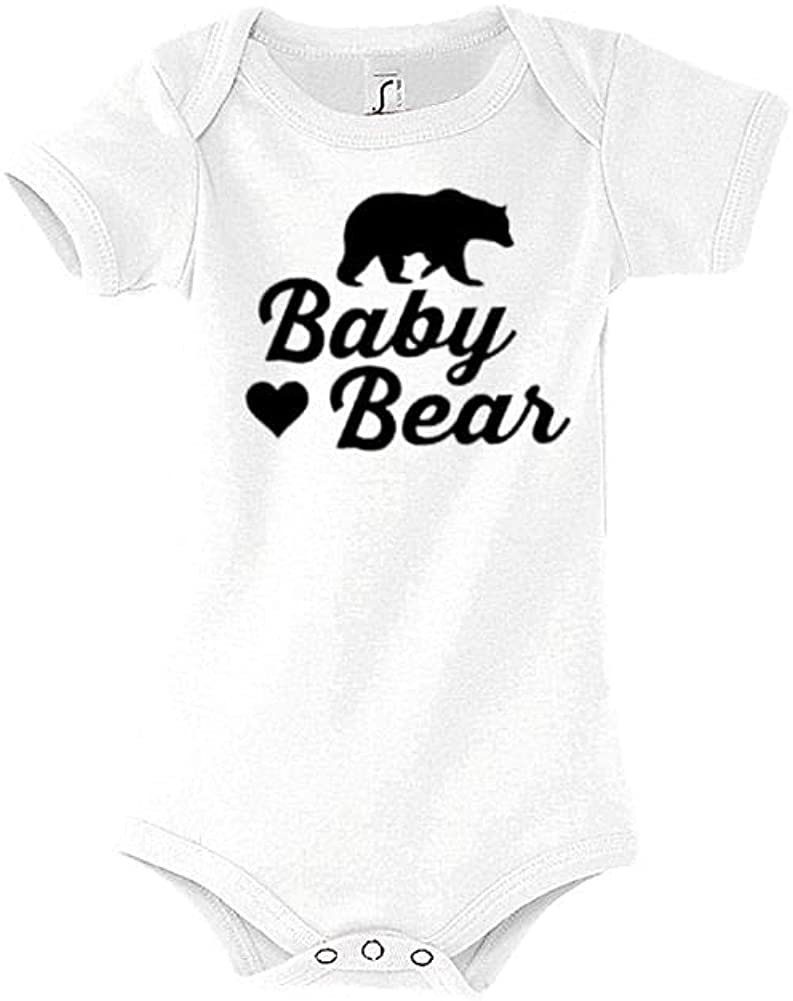 tollem Baby mit / Weiß Papa Frontprint Set Baby Bear Design, Strampler Herren Damen T-Shirt Designz Strampler in Bear Youth Mama Baby