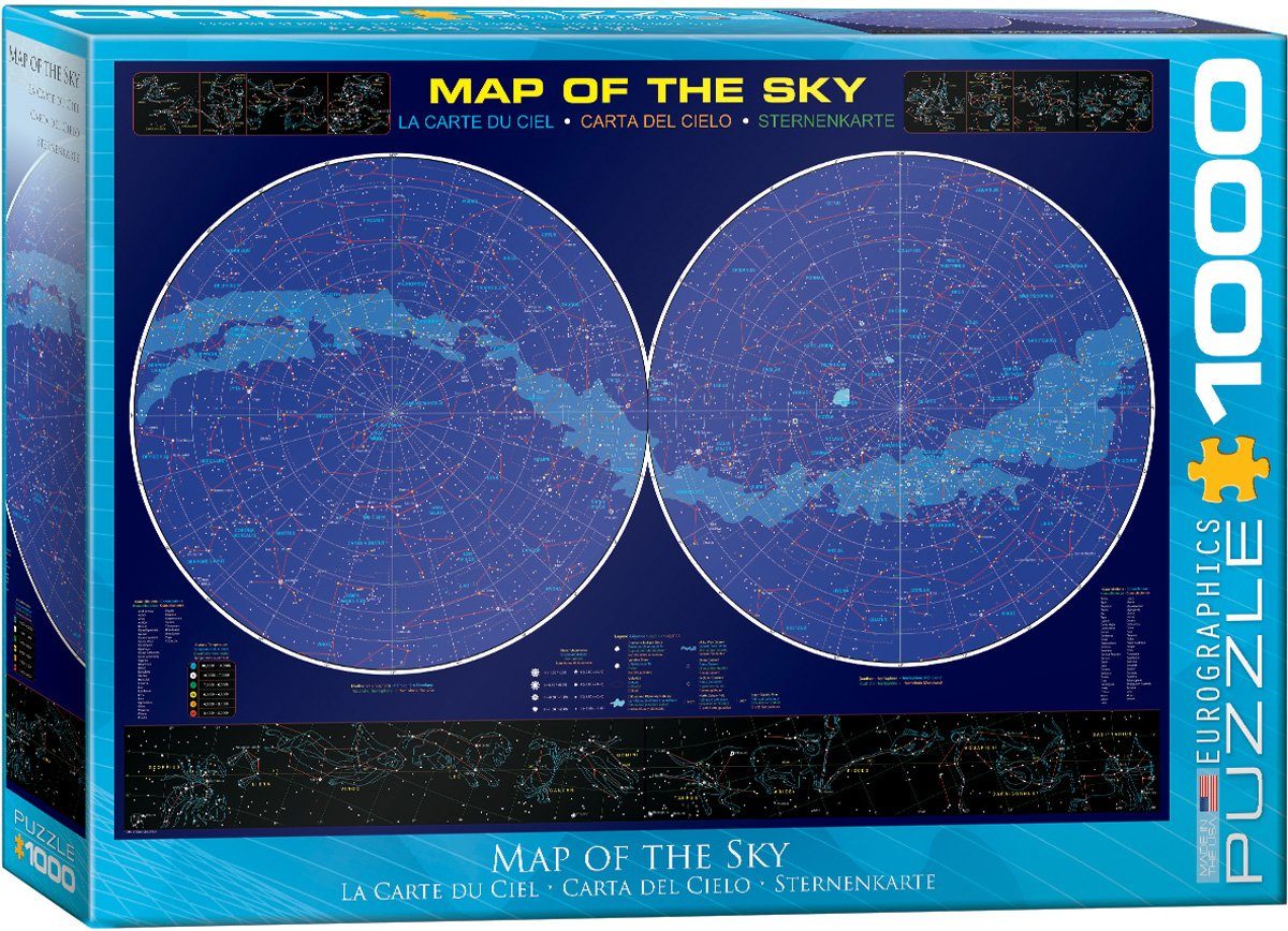 empireposter Puzzle Karte des Sternenhimmels - 1000 Teile Puzzle - Format 68x48 cm, 1000 Puzzleteile