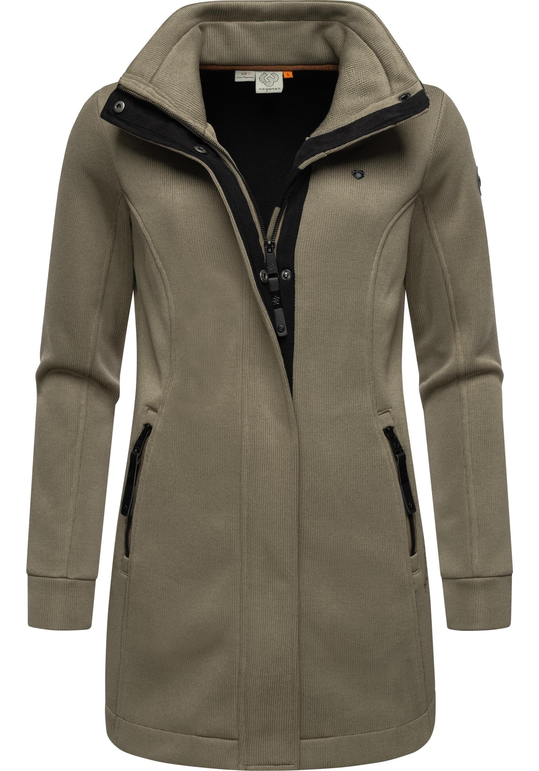 Ragwear Sweatjacke Letrice Bonded Elegante Zip-Jacke mit hohem Kragen in Feinstrickoptik