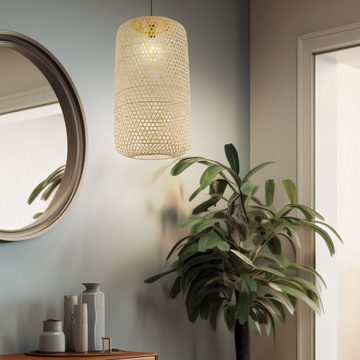 etc-shop Pendelleuchte, Leuchtmittel nicht inklusive, Pendelleuchte Deckenlampe Wohnzimmer im Boho Design Bambus