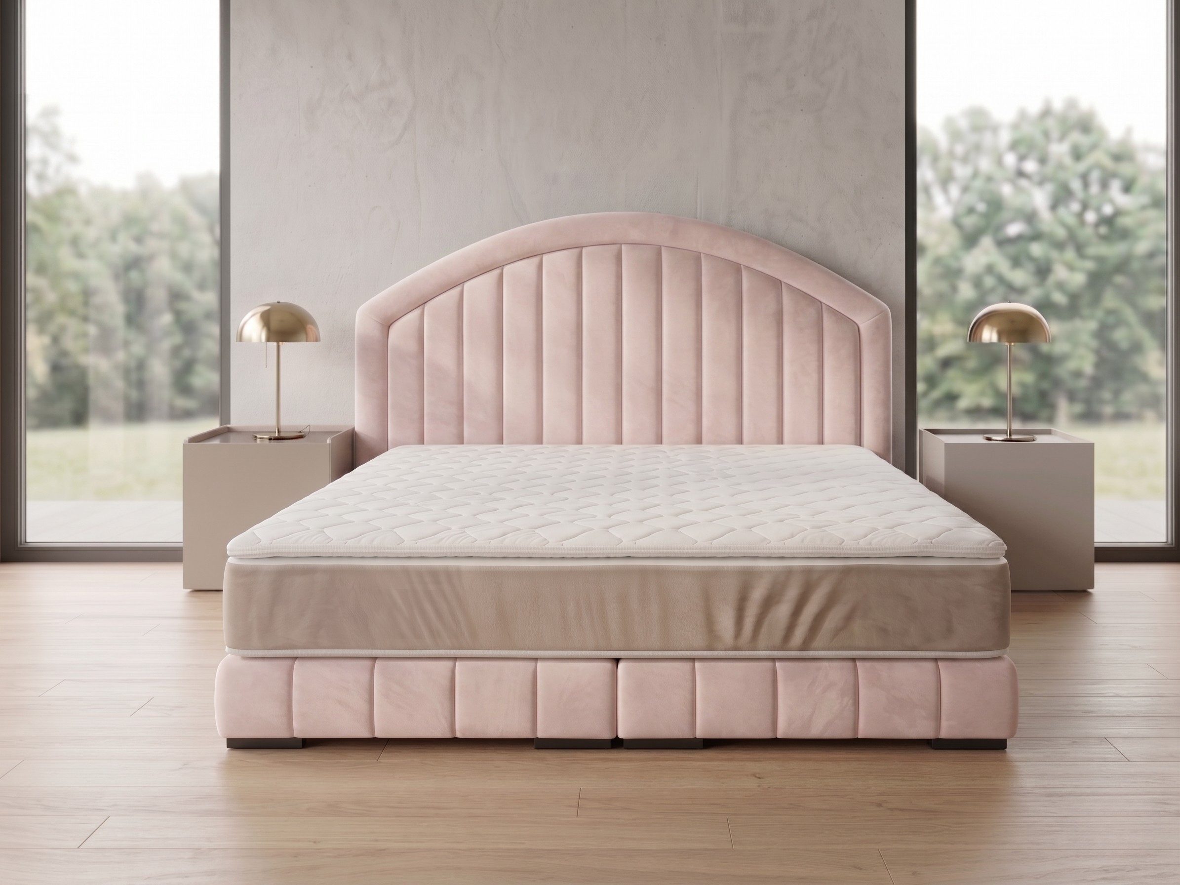 A&J MöbelLand GmbH Polsterbett LEON mit Kopfteil - Stilvolles Bettgestell für Ihr Schlafzimmer (Länge: 209 cm, Höhe Kopfteil: 110 cm, 4 Kopfteil-Varianten, 7 Größen zur Auswahl, Modernes Design, TOP ANGEBOT!, Inklusive Bettgestell), Komplettgestell-Set