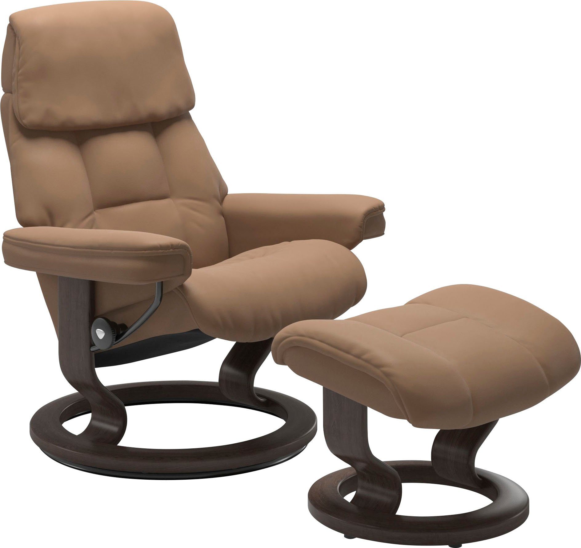 Stressless® Relaxsessel Ruby (Set, Relaxsessel mit Hocker), mit Classic Base, Größe L, Gestell Eiche, Wenge, Braun & Schwarz