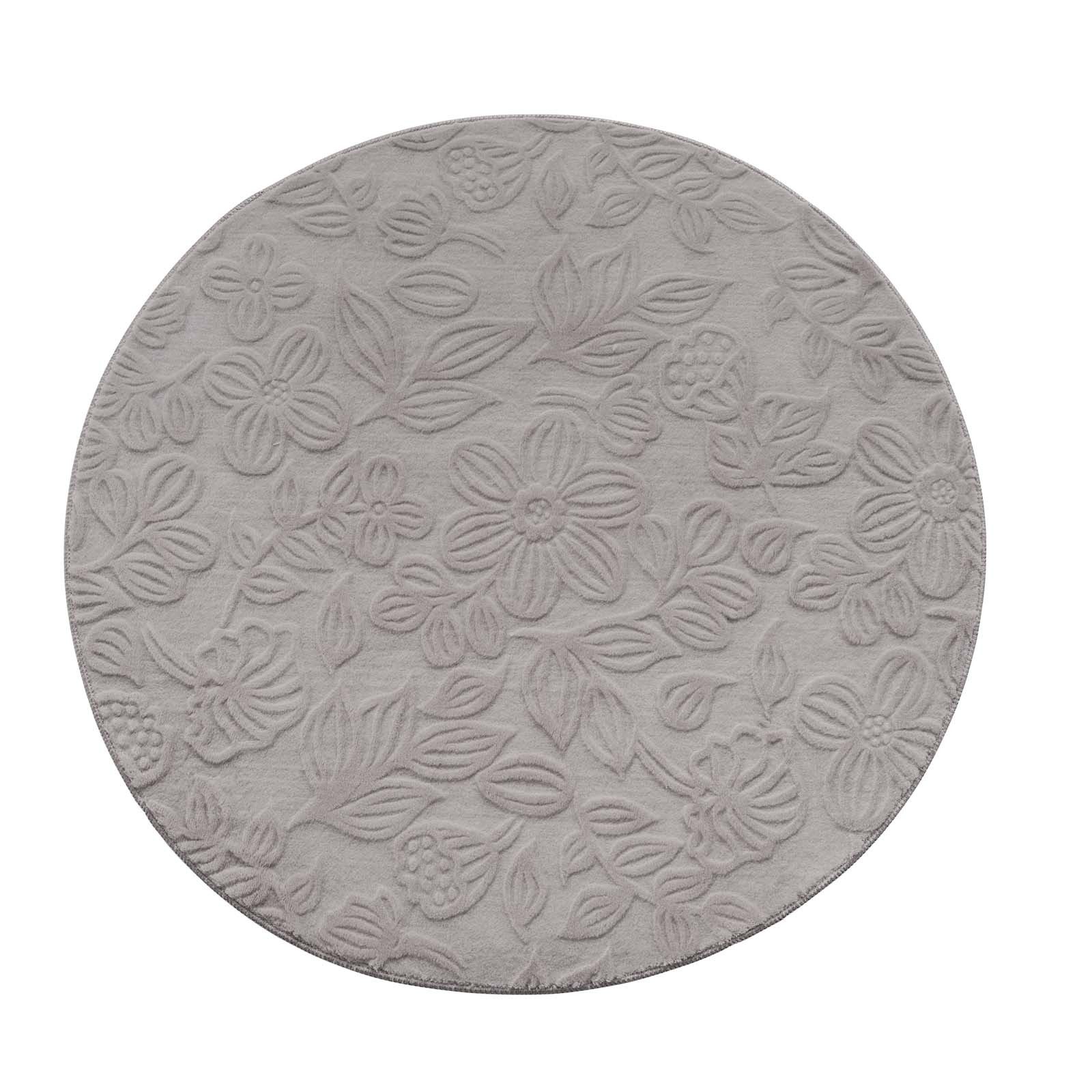 TaraCarpet Teppich TaraCarpet Homestyle 375 Flora, rechteckig, Höhe: 10 mm, Blätteroptik hoch-tief weich waschbar grau 50x80 – Bild 4 von 5