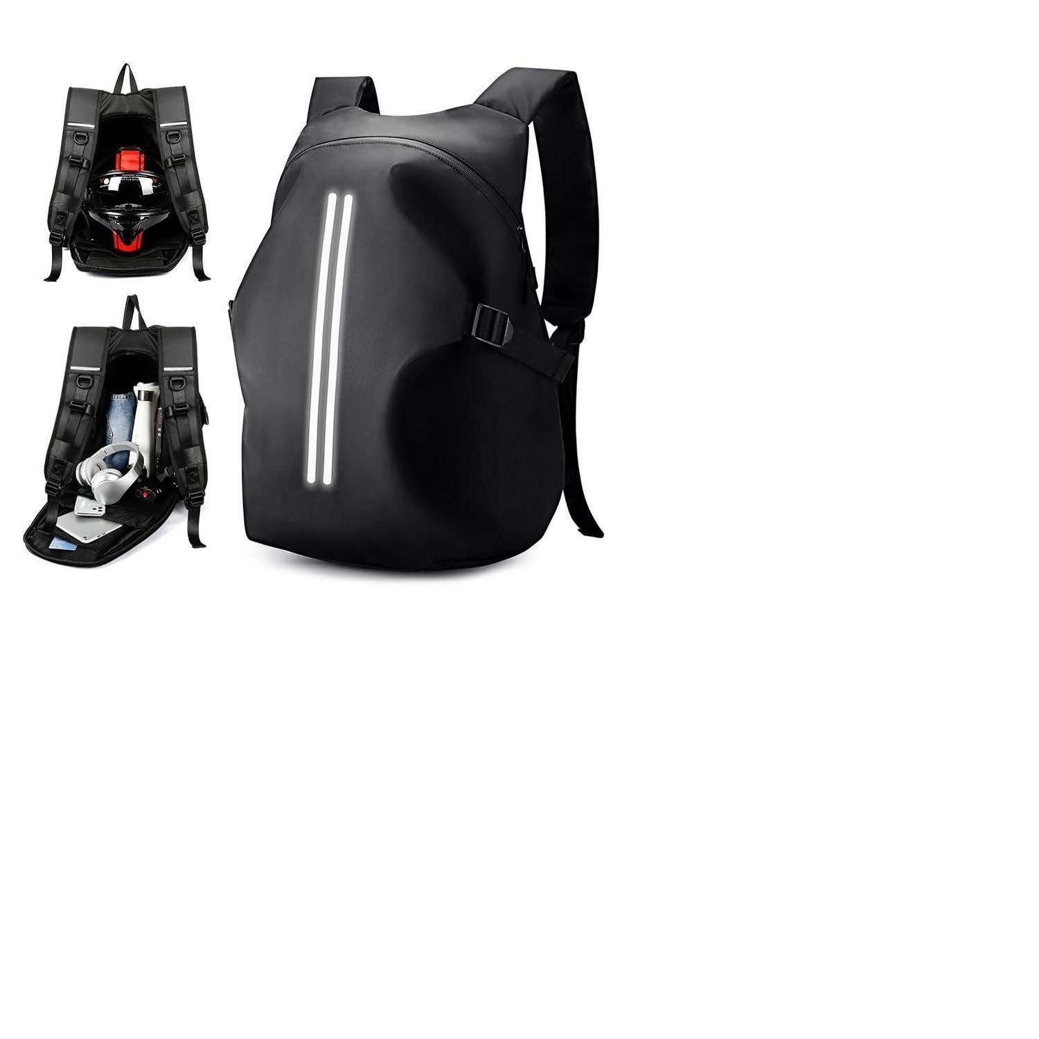 LuxusKollektion Sportrucksack Motorrad Rucksack Helmrucksack wasserdicht Herren schwarz F-schwarz L