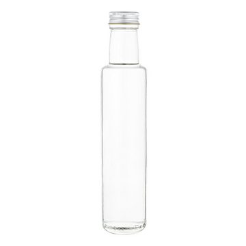 MamboCat Vorratsglas 12er Set Glasflasche Dorica 250 ml + Schraubverschluss silber Goldrand, Glas