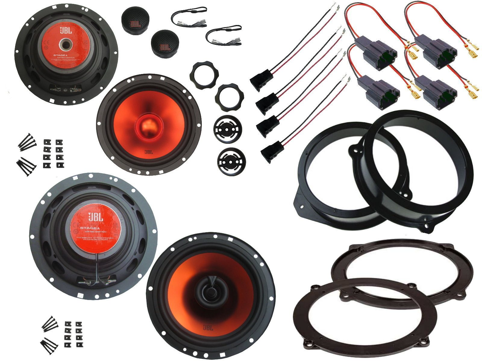 DSX JBL Lautsprecher Set für Audi A3 8P Bj 03-12 Tür vorne Seitenteil hint Auto-Lautsprecher (130 W)