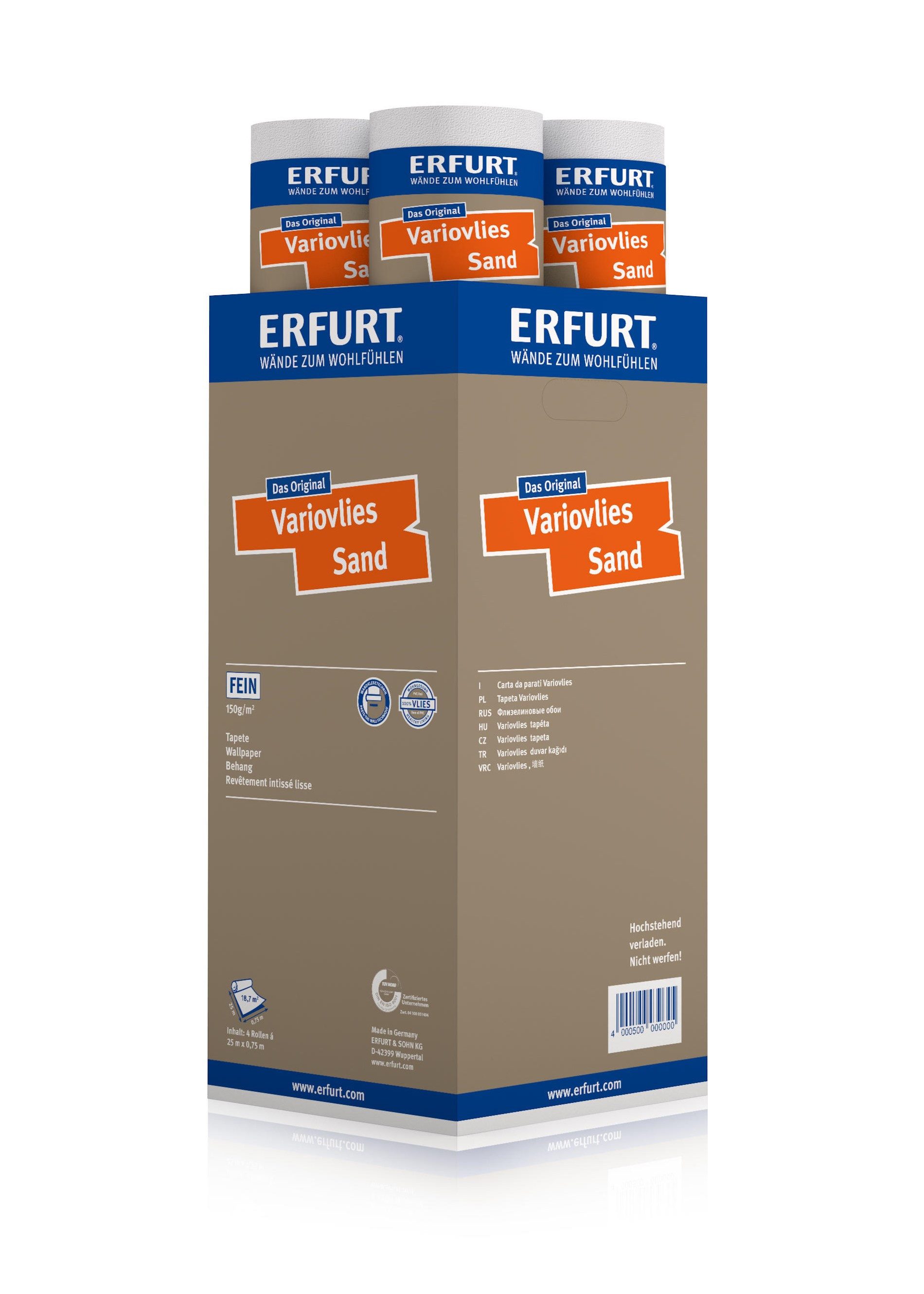 ERFURT Vliestapete ERFURT Variovlies Sand 25 m x 0,75 m, weiße Tapete, stru günstig online kaufen