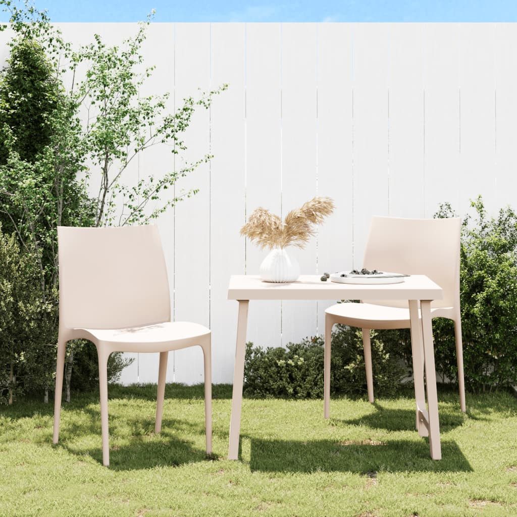 furnicato Gartenstuhl Stapelbare Gartenstühle Creme 50x46x80 cm aus Polypropylen (2 St), Bequeme Sitzgruppe mit geschwungener Lehne und stapelbarer Bauweise
