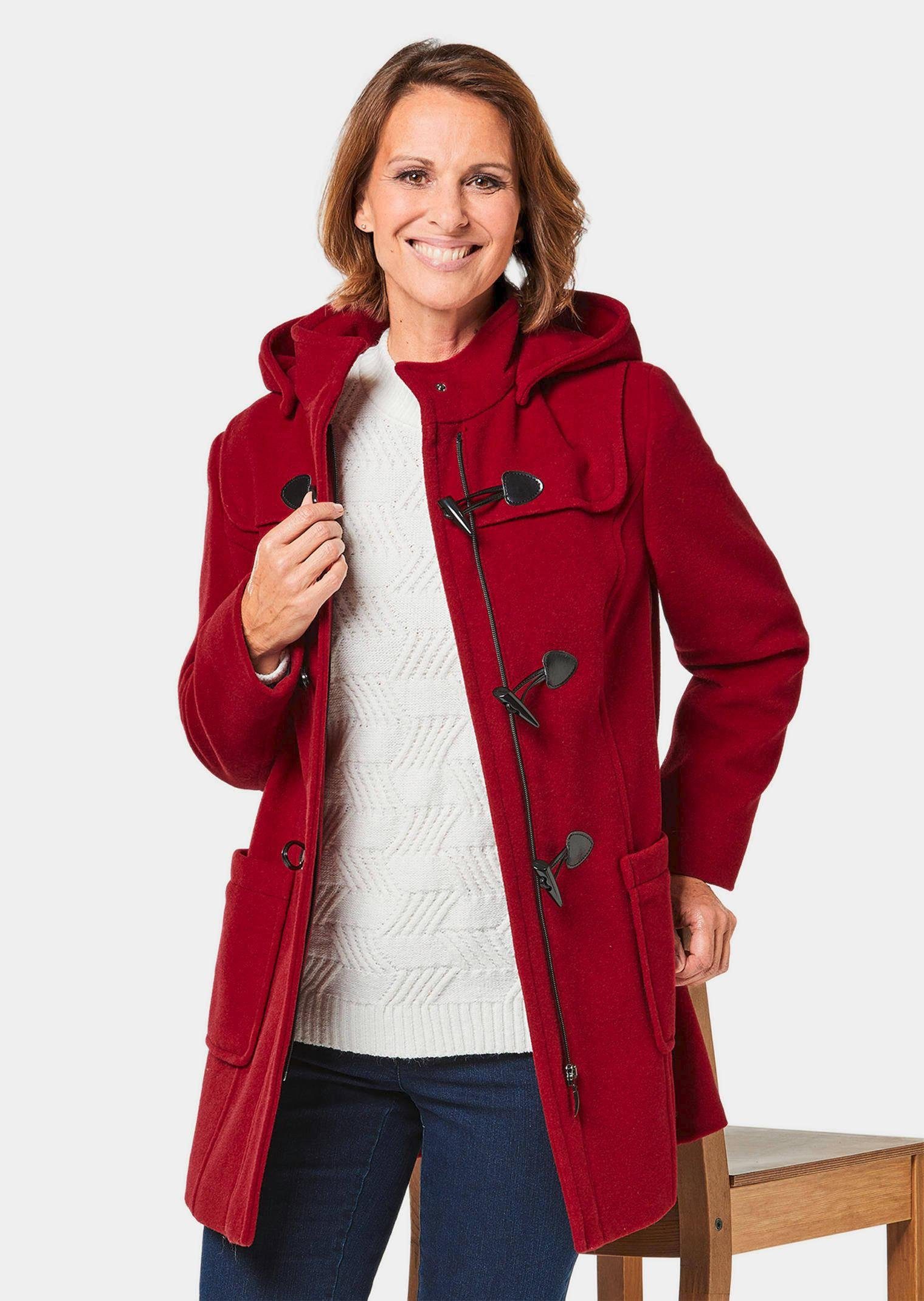 GOLDNER Kurzmantel Eleganter Wintermantel mit Kapuze Dufflecoat mit Stehkragen, Reißverschluss, Taschen und Langarm – Bild 4 von 4