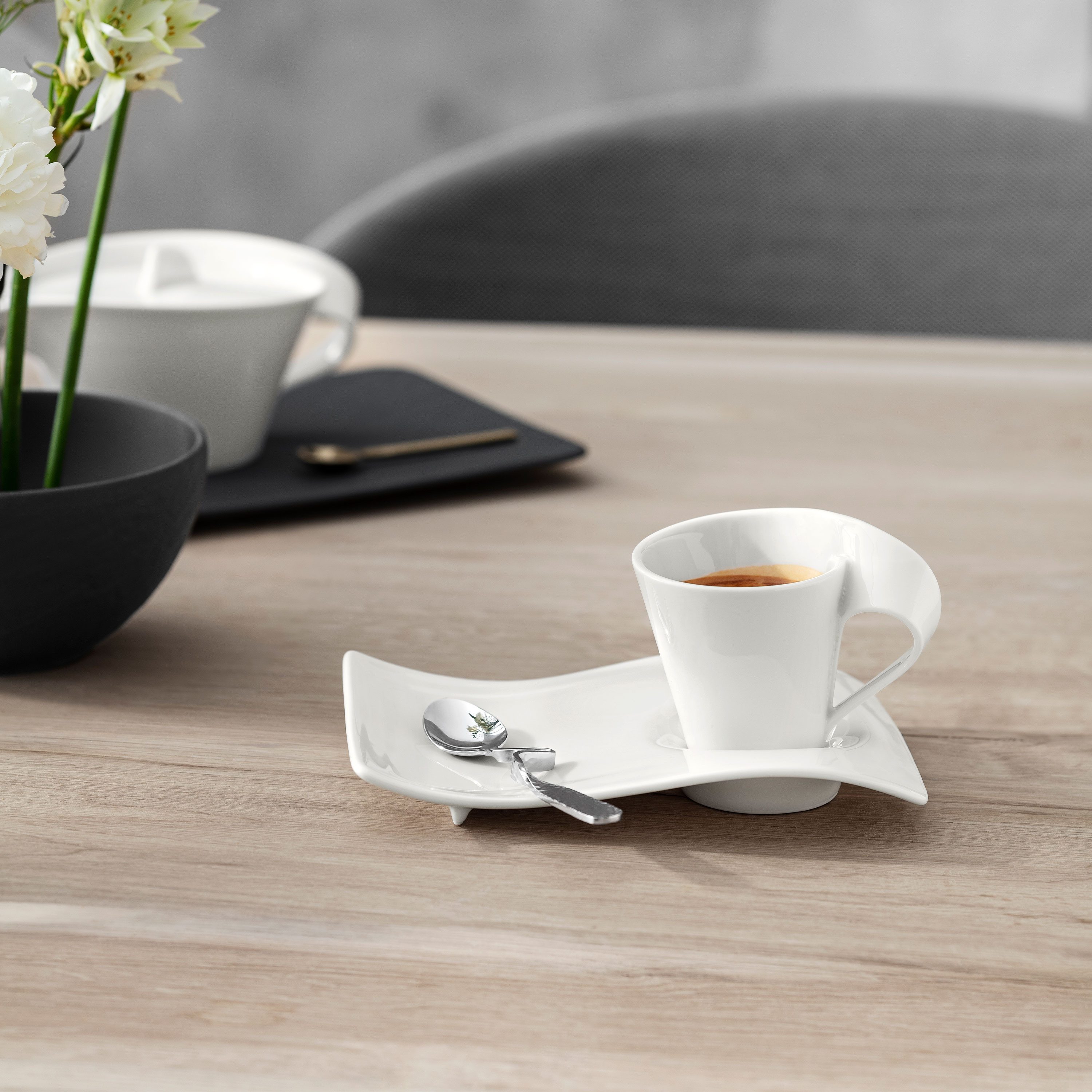 Villeroy & Boch Espressotasse NewWave Caffè NWC Espressoset, 3-tlg., Porzellan, Wellendesign