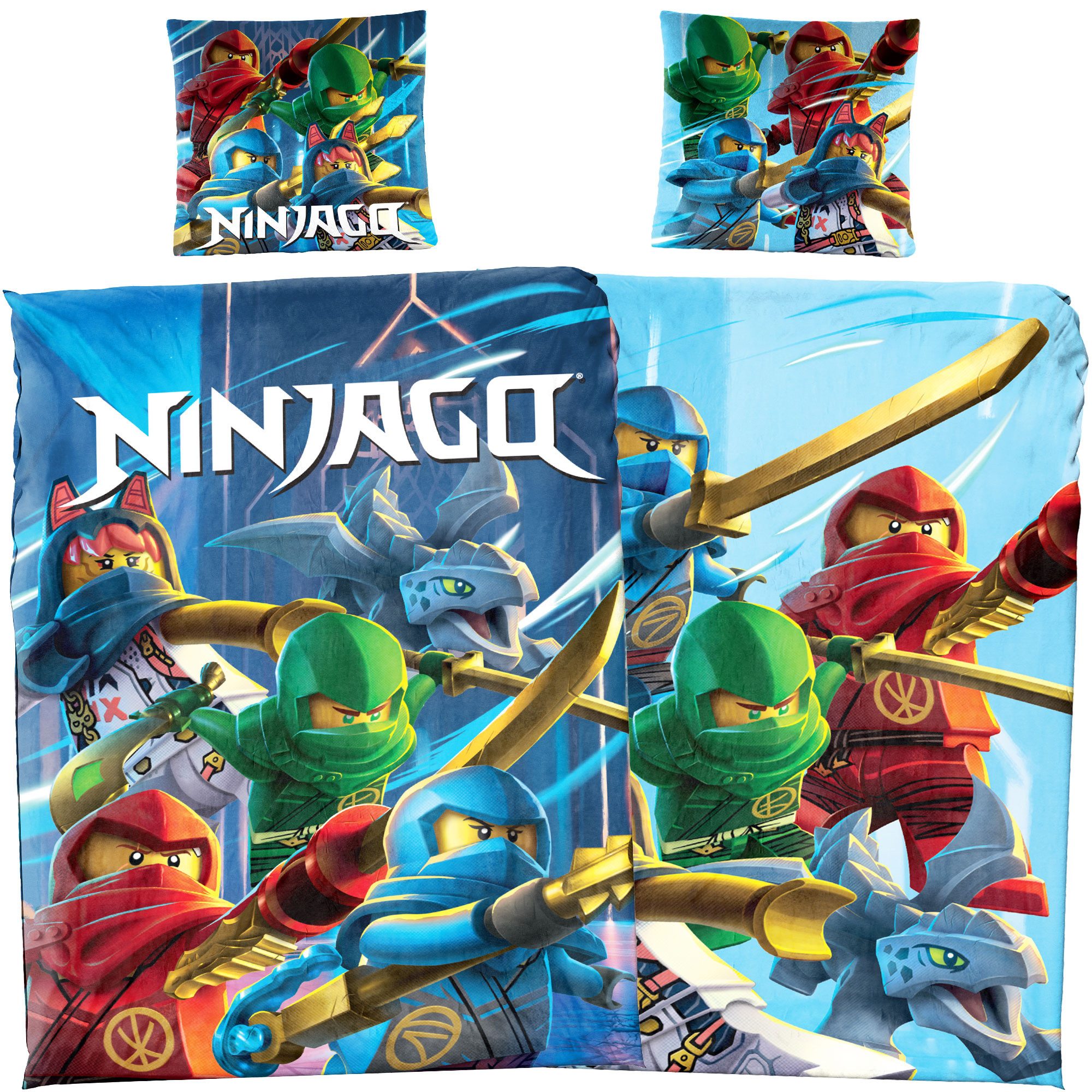 BERONAGE Kinderbettwäsche LEGO Ninjago Save Haven Bettwäsche Linon/Renforcé, Baumwolle, 2 teilig, 135x200 + 80x80 cm