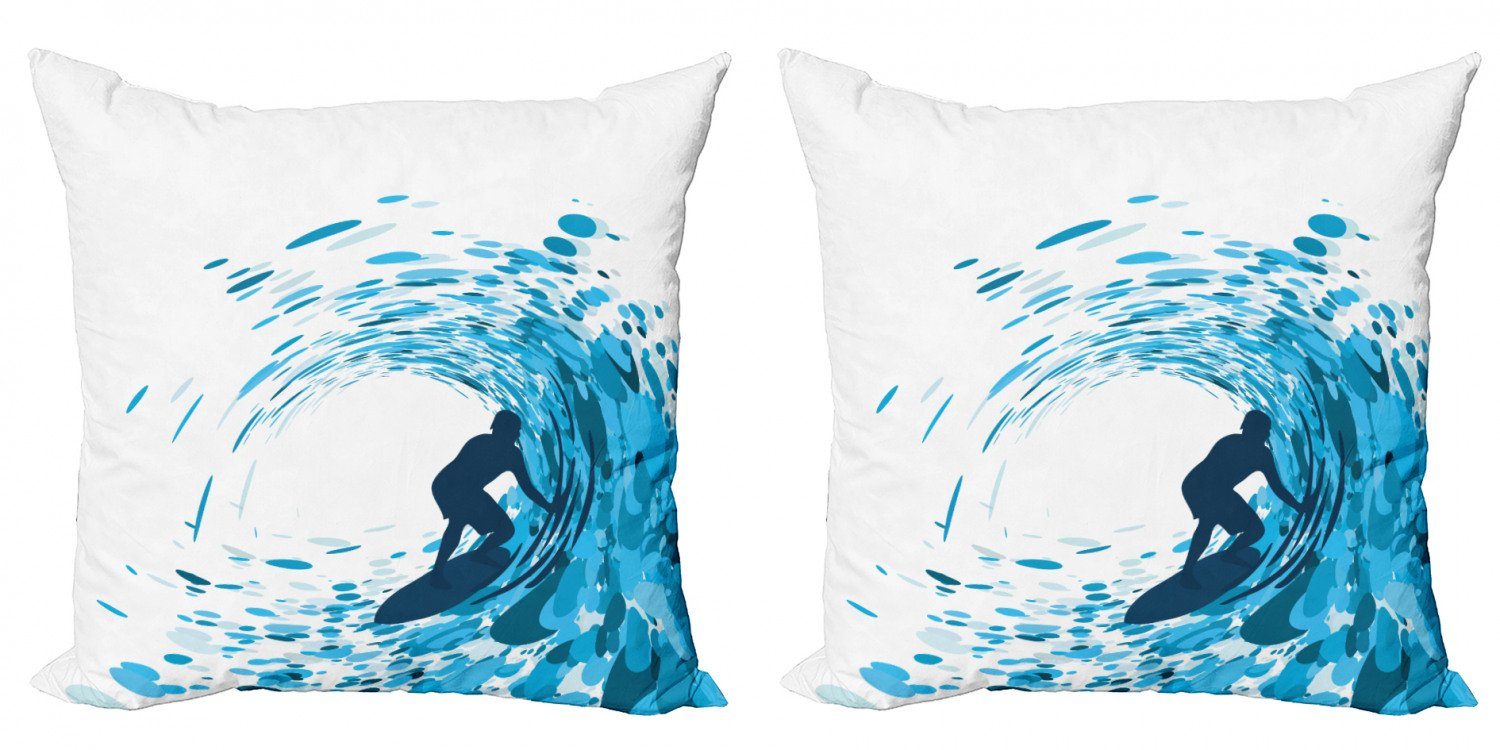 Kissenbezüge Modern Accent Doppelseitiger Digitaldruck, Abakuhaus (2 Stück), Reite die Welle Riesige Welle Athlet
