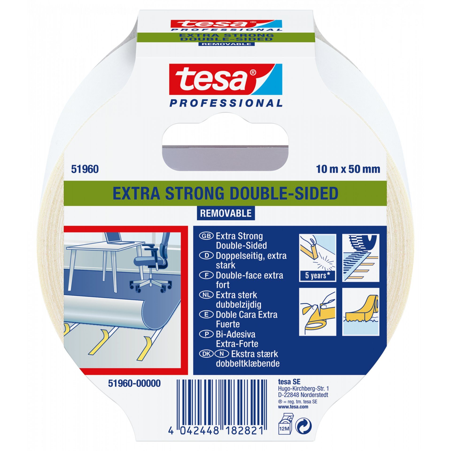 Klebeband Tesafix® „Profi“ Verlegeband Ablösbar 00 Farblos 10m x 50mm