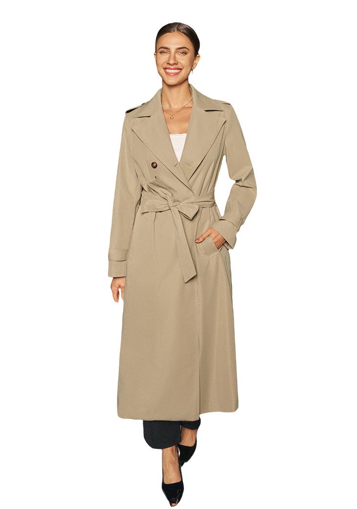 Cupshe Trenchcoat Khaki-farbener Zweireiher-Trenchcoat