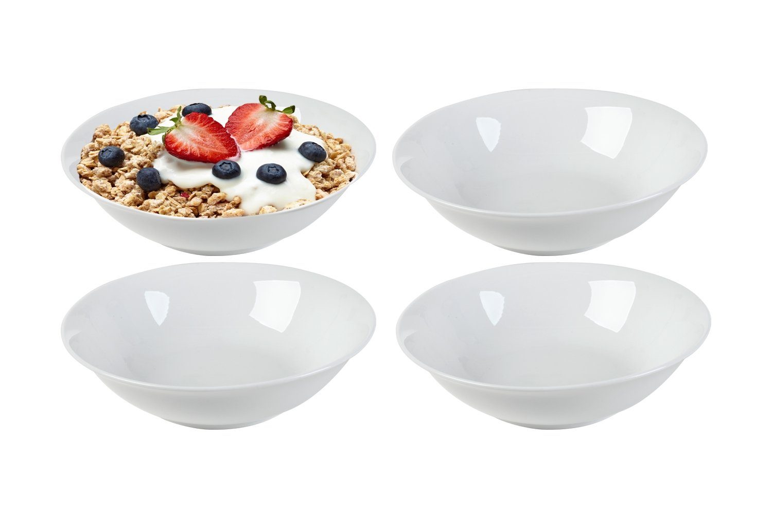 Schüssel, 4er Set, Weiß, Porzellan, Ø 23 cm