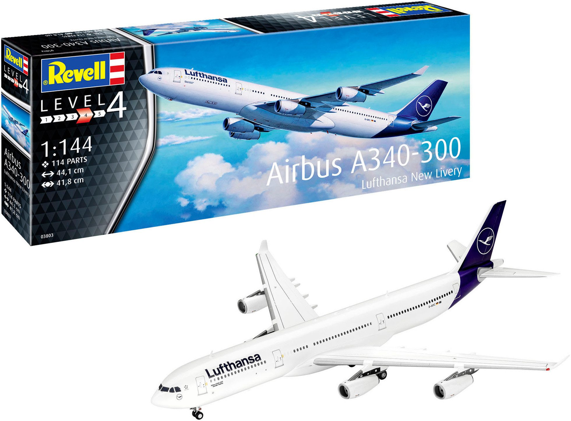 Revell® Modellbausatz Airbus A340-300 “Lufthansa" New Livery, Made in Europe