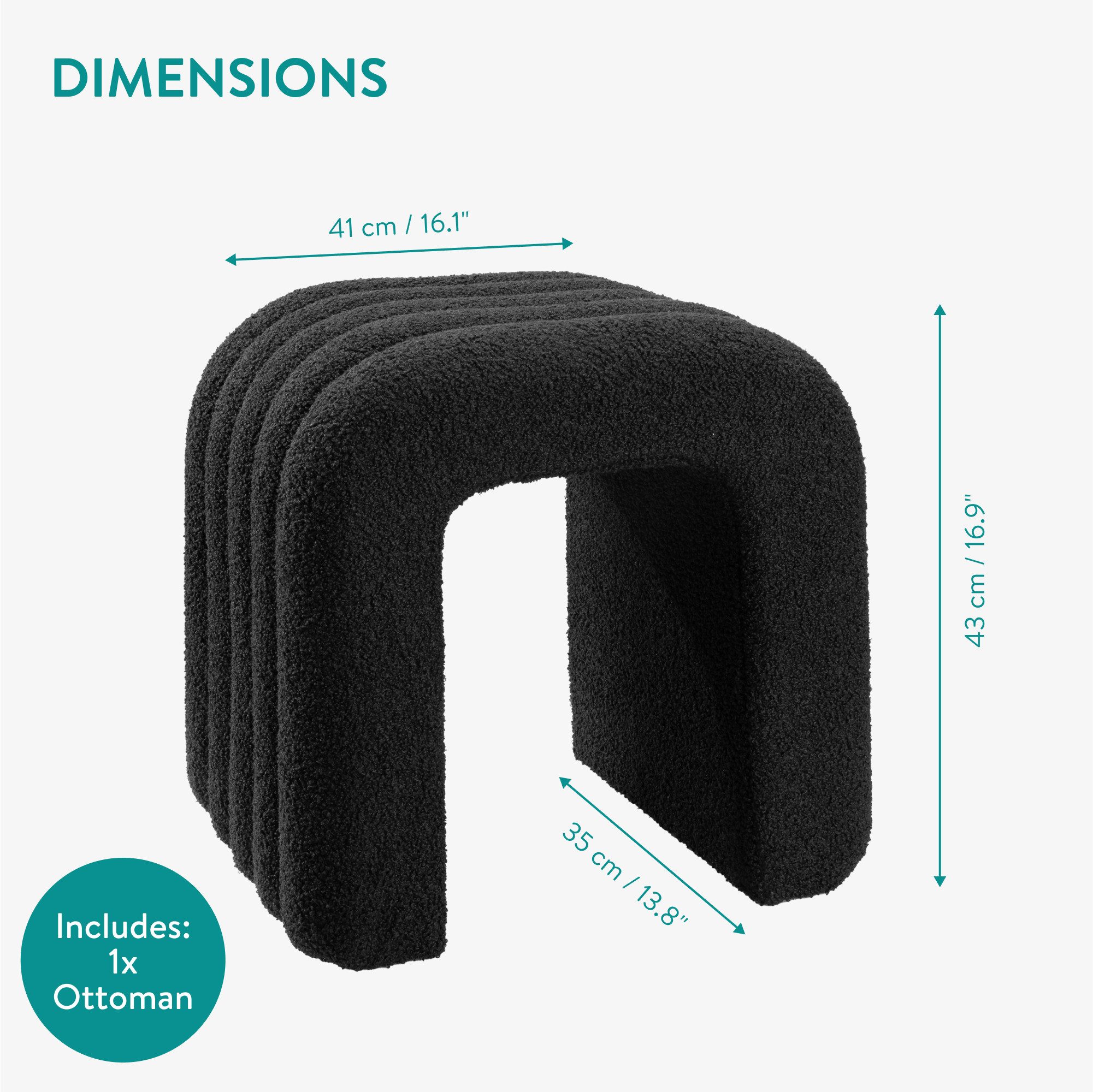 Navaris Sitzhocker Boucle Ottoman - Sitzhocker in Bogenform - Weicher Fußho günstig online kaufen