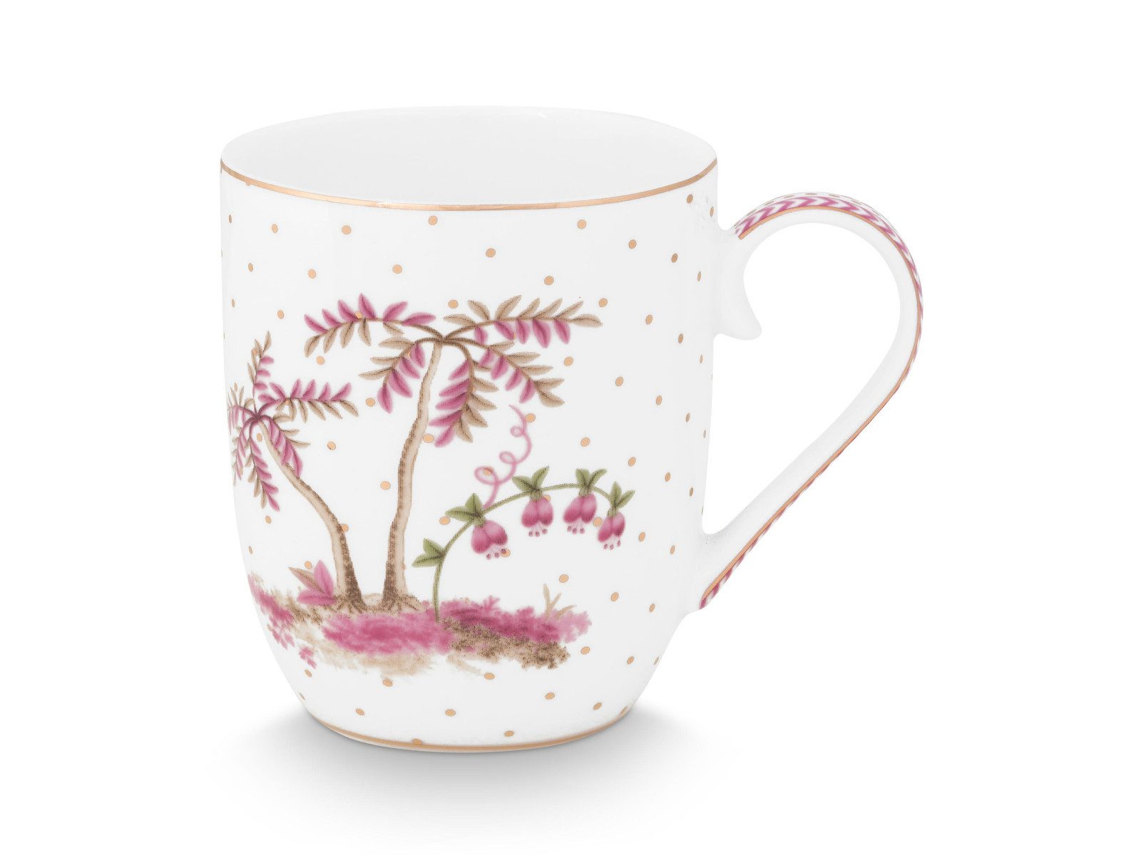 PiP Studio Becher Jolie Dots Gold Pink Becher Small 145ml, Porzellan